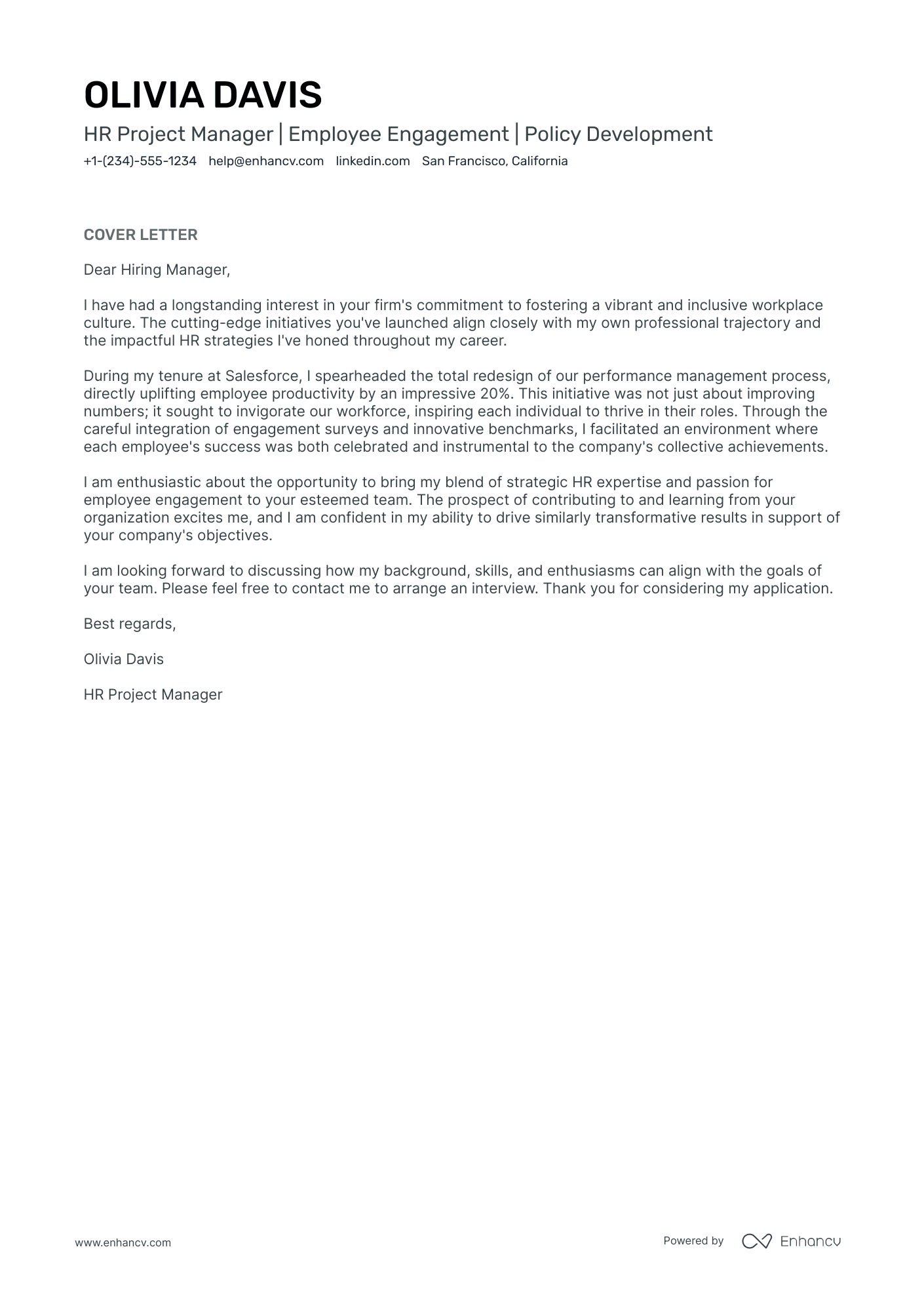 HR Project Manager Resume Example
