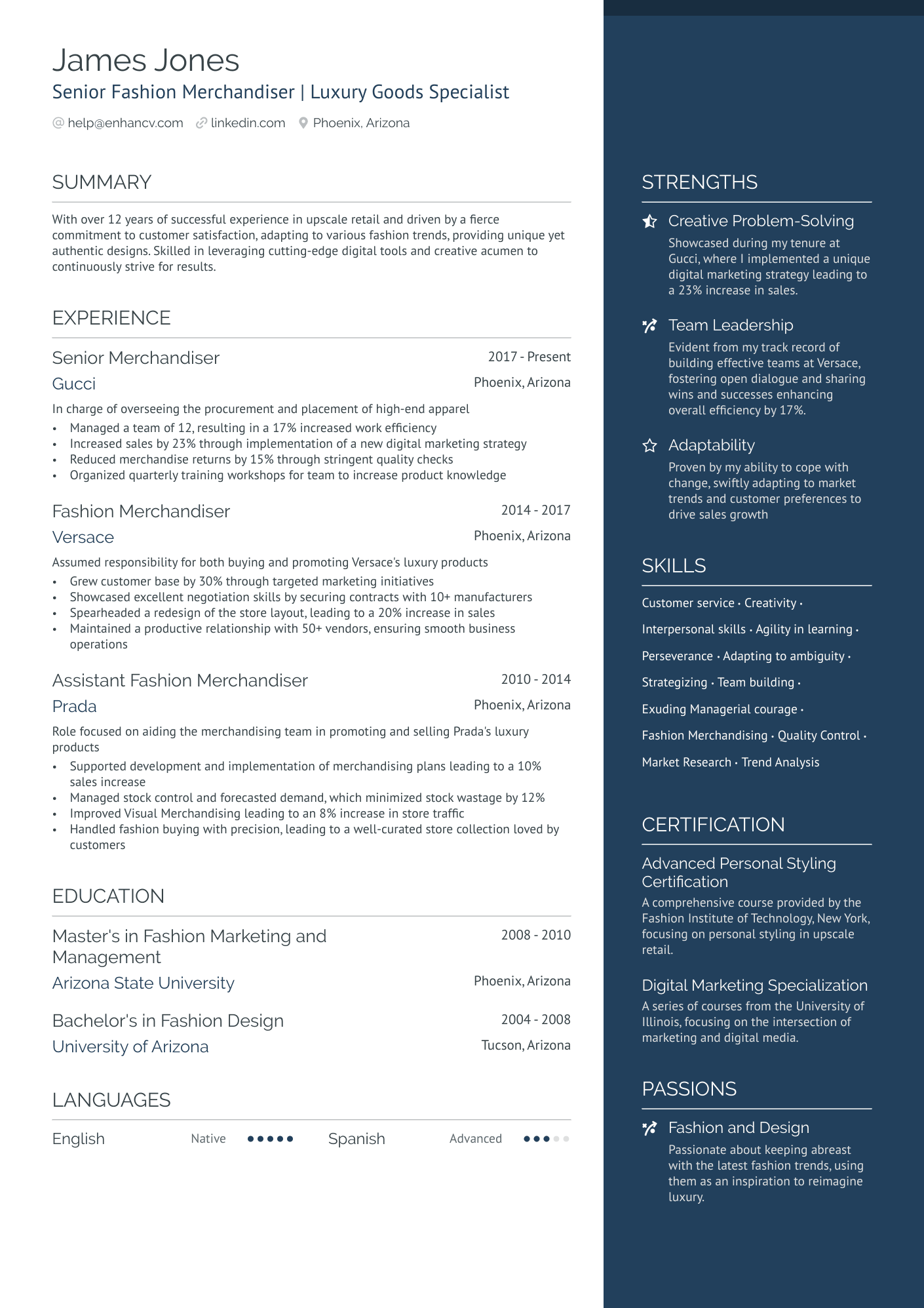 Senior Sales Associate Resume Example
