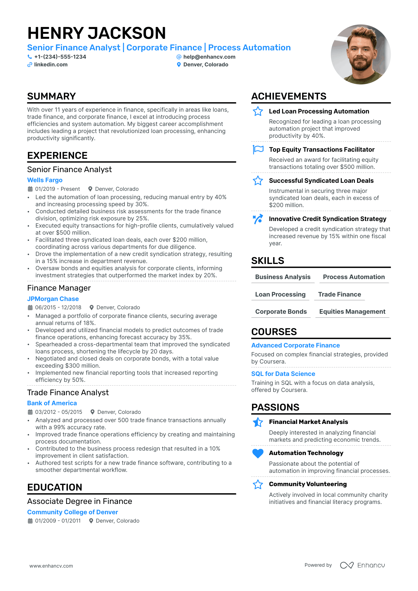 Banking Business Analyst Resume Example