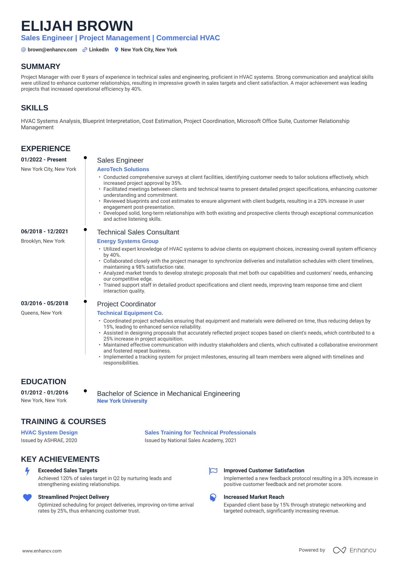 Sales Project Manager Resume Example