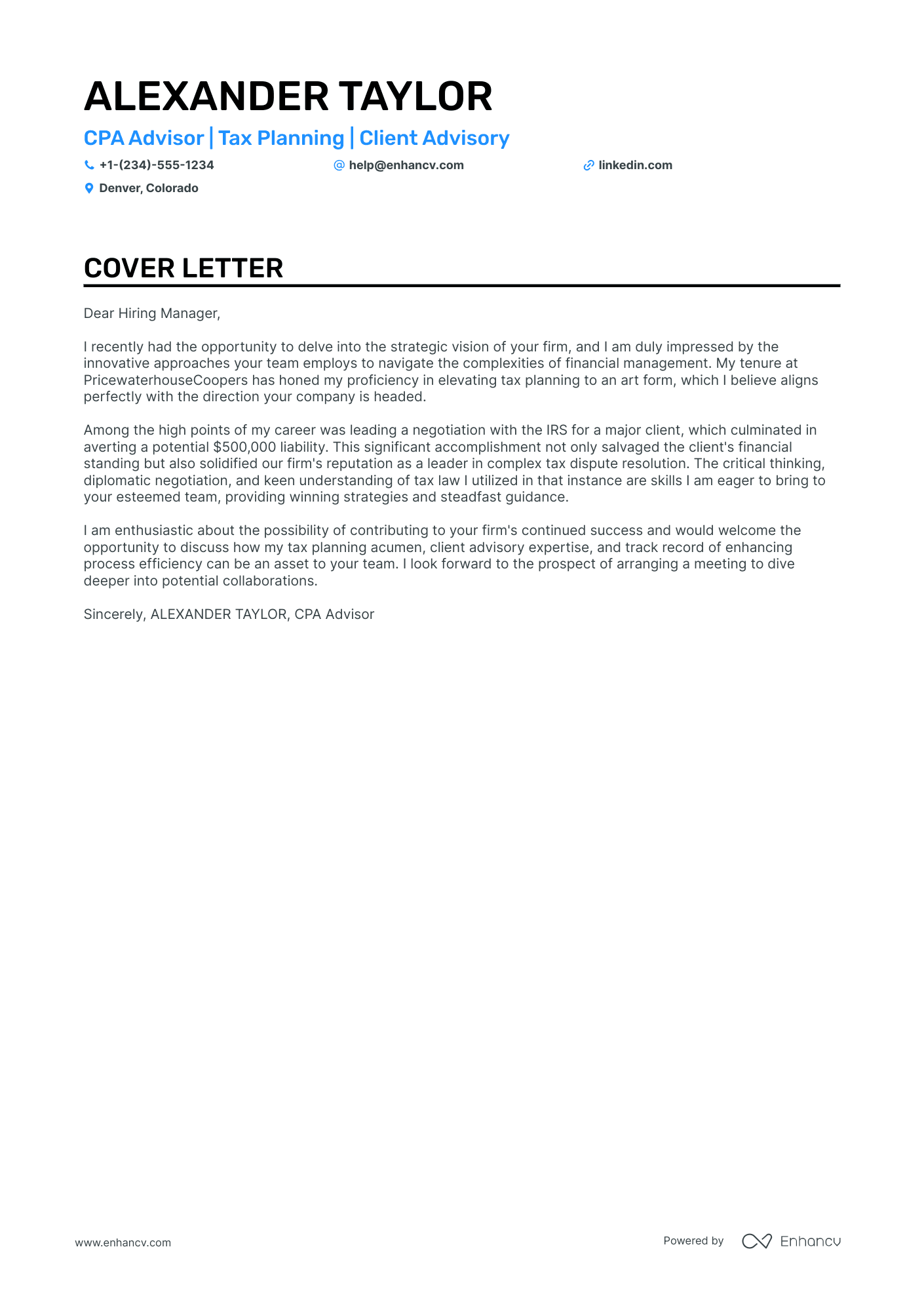 CPA Resume Example