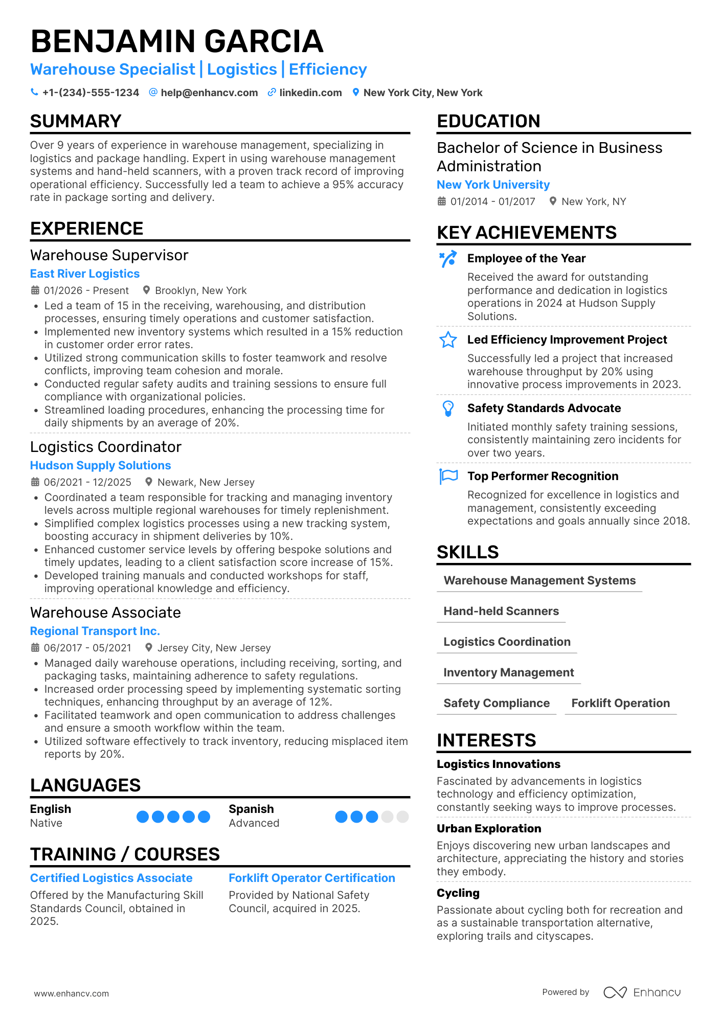 FedEx Package Handler Resume Example