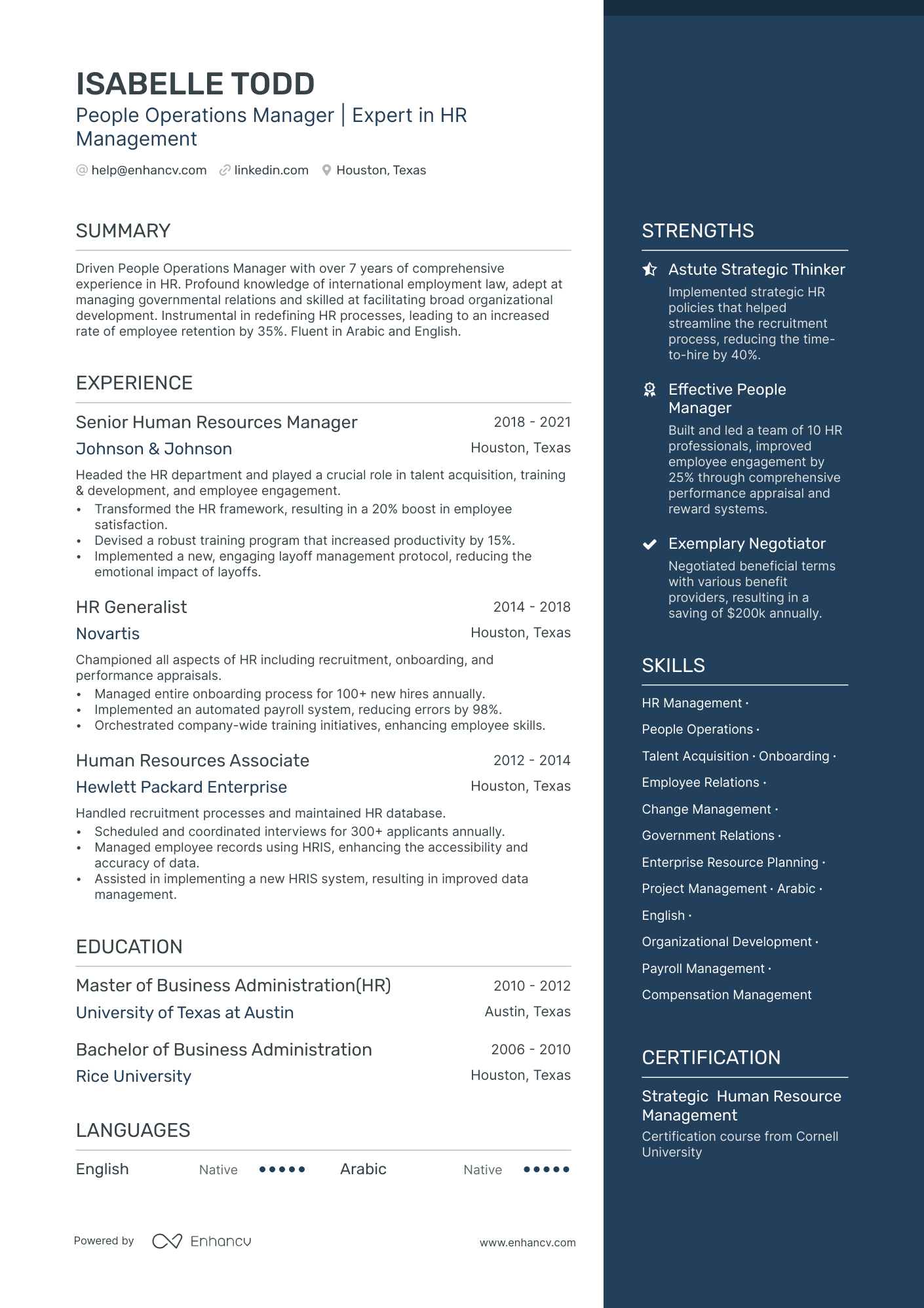 People Operations Manager Resume Example