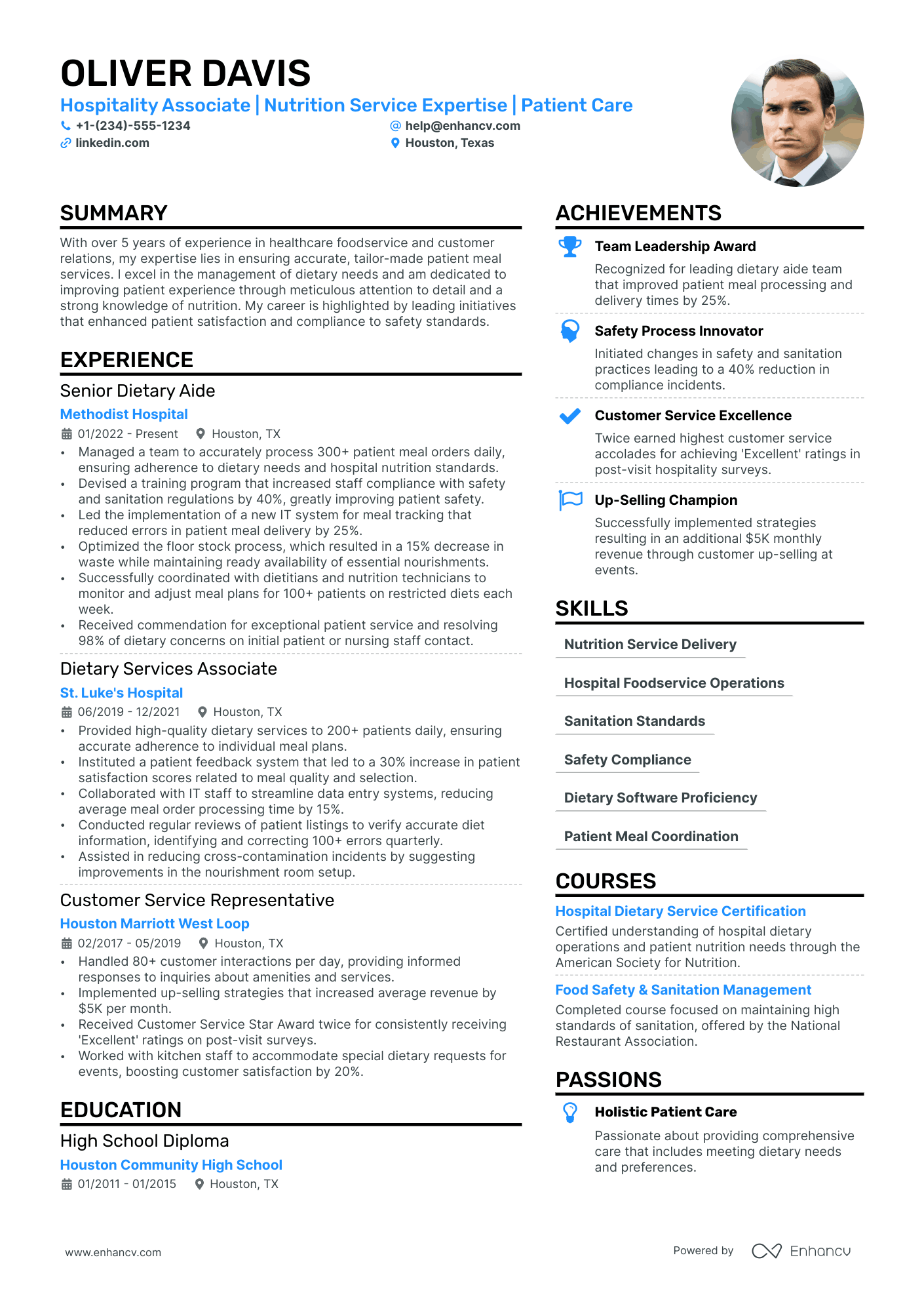 Hospitality Resume Example