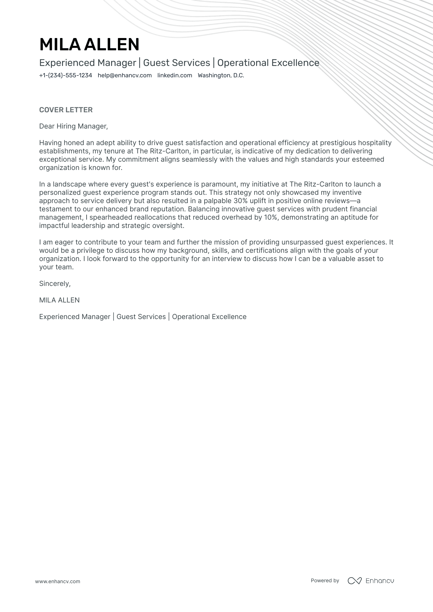 Rooms Division Manager Resume Example