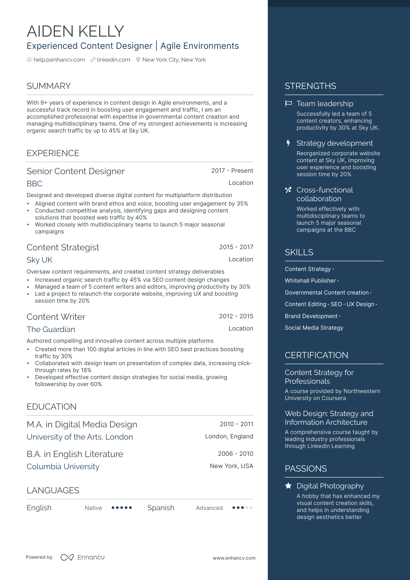 Content Designer Resume Example