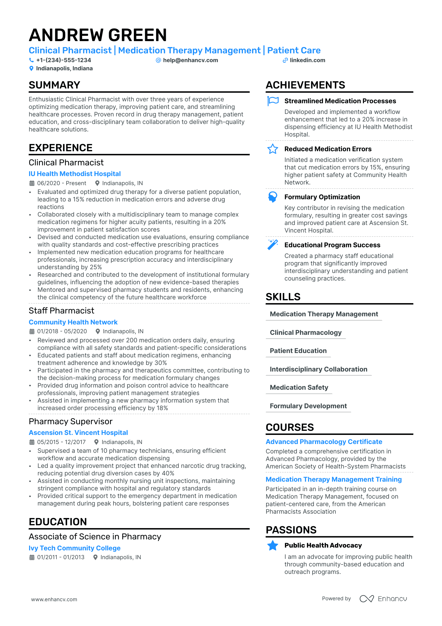 Hospital Pharmacist Resume Example