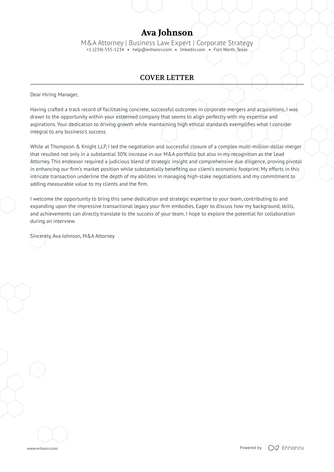 M&A Lawyer Resume Example