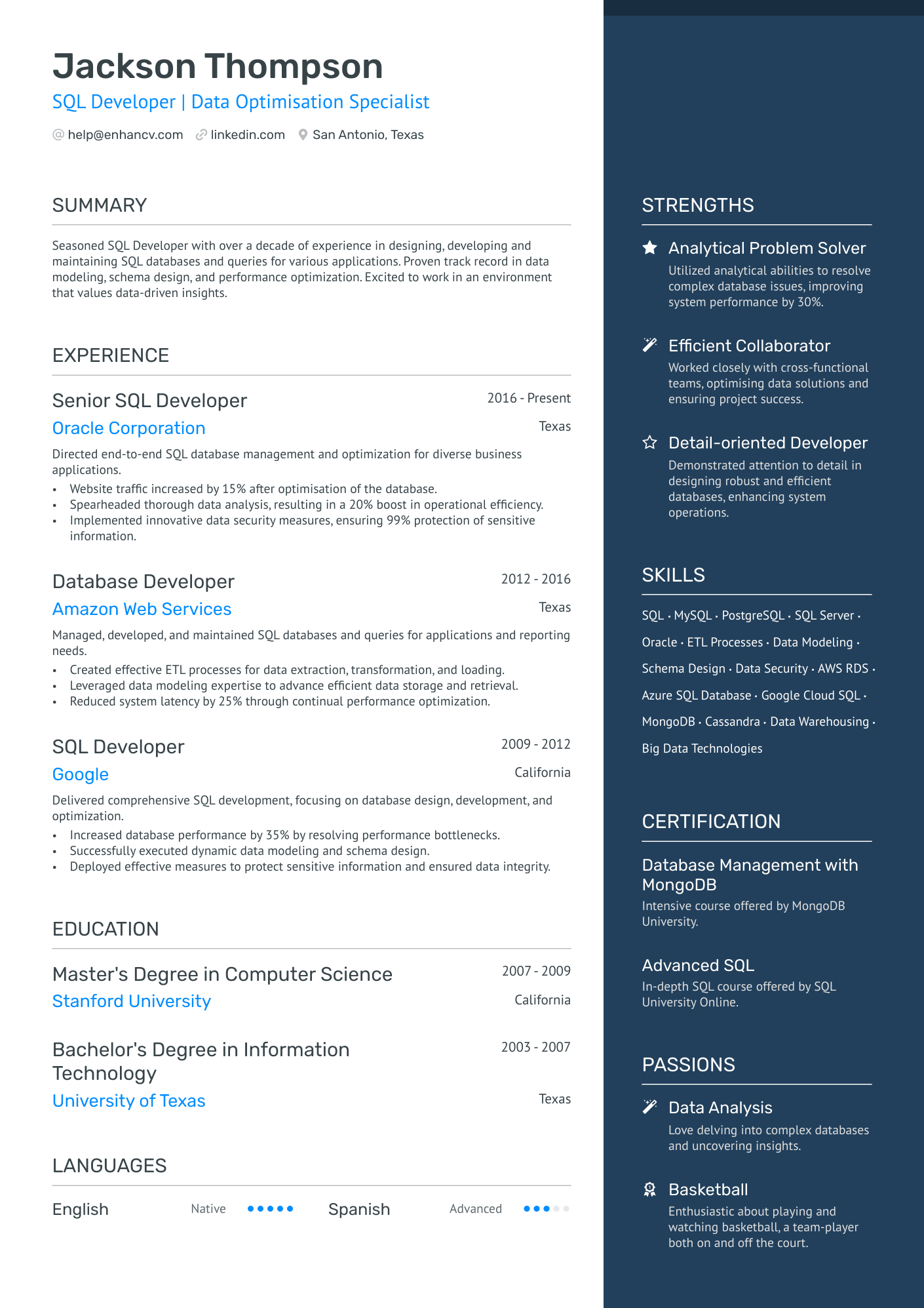 Big Data ETL Developer Resume Example