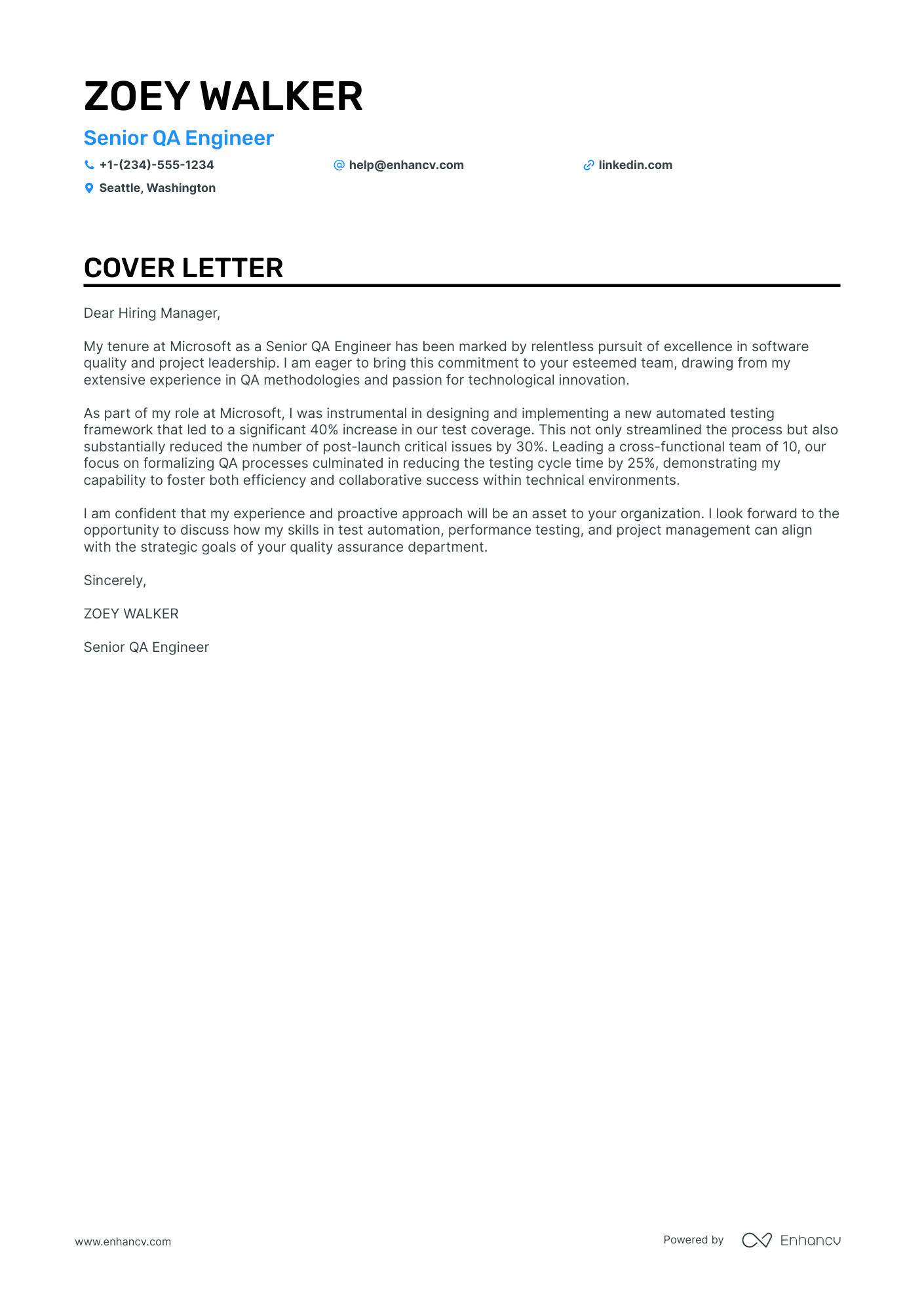 QA Manager Resume Example