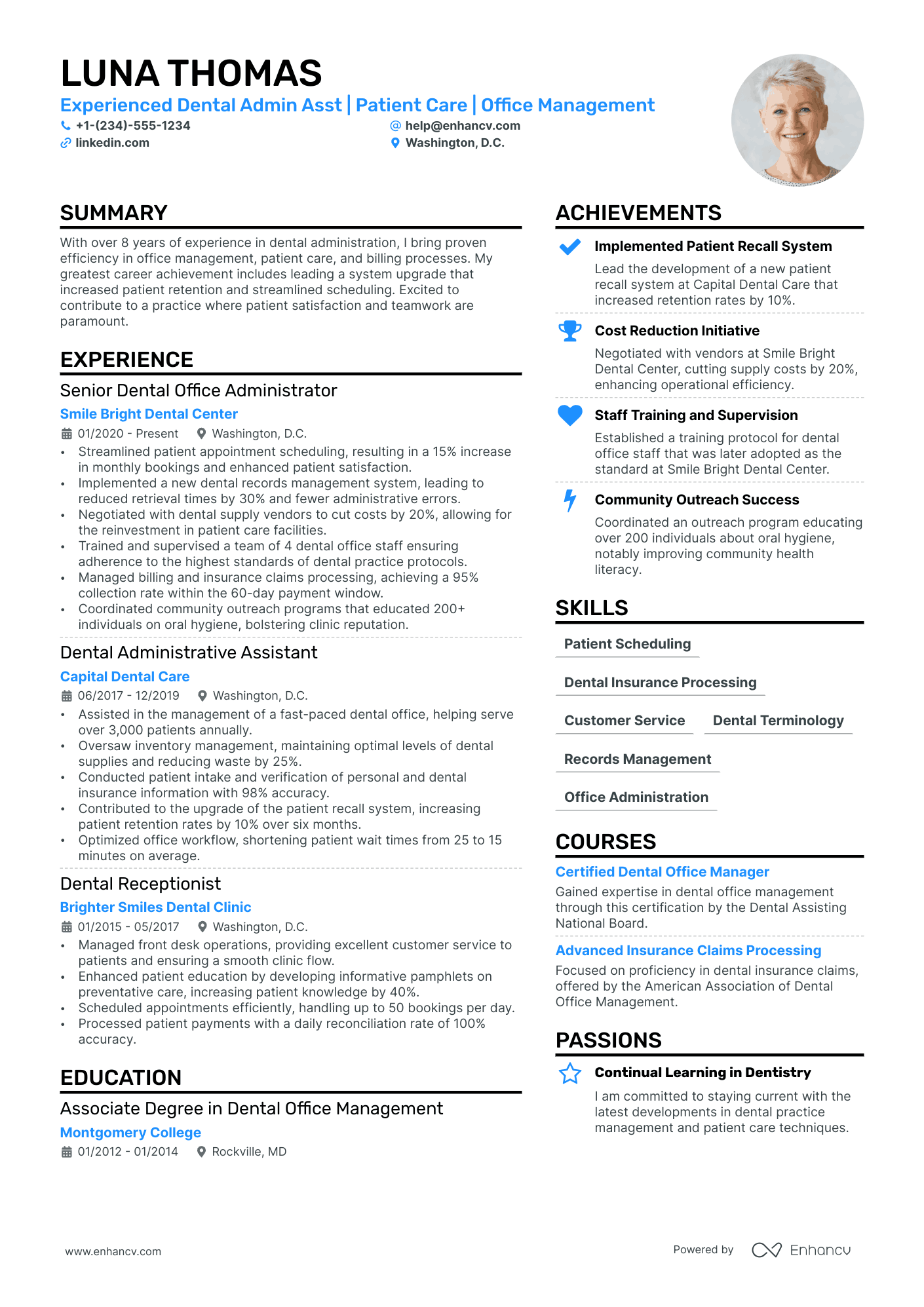 Dental Administrative Assistant Resume Example