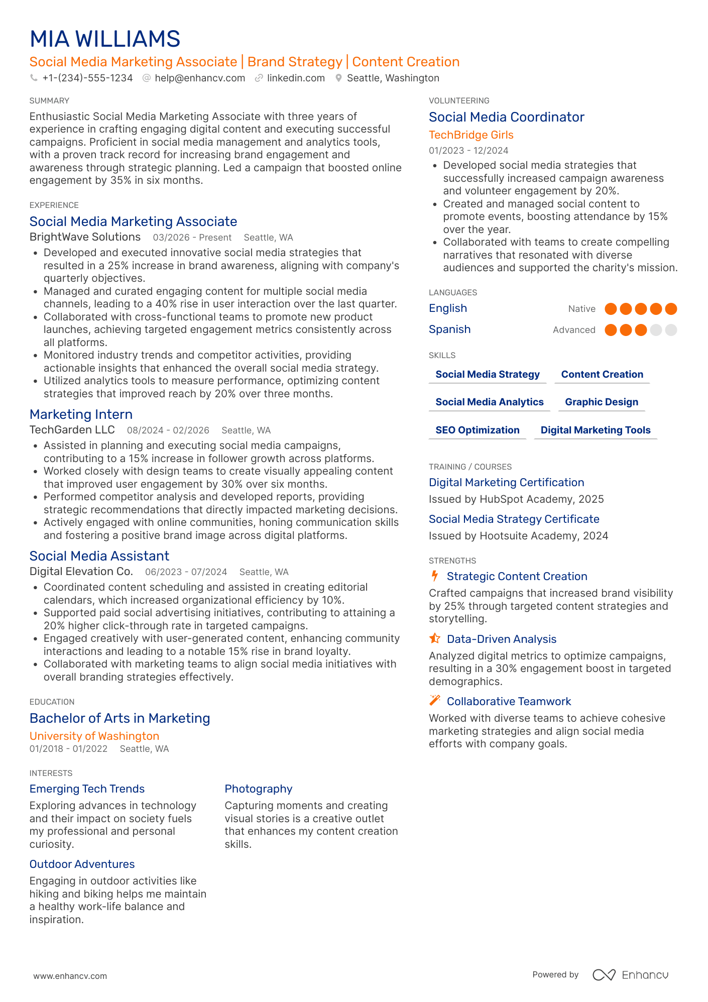 Social Media Marketing Associate Resume Example