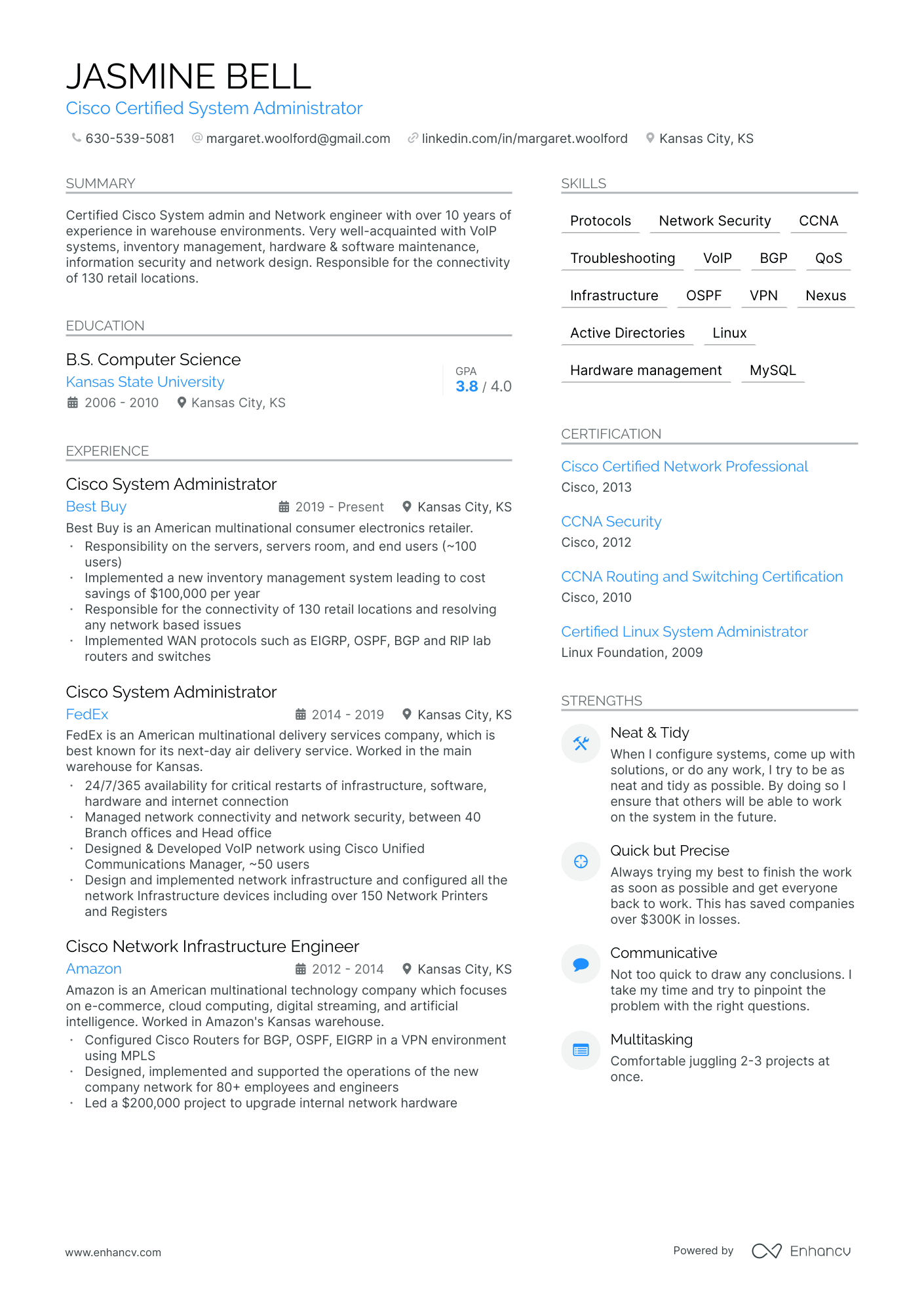 System Administrator Resume Example