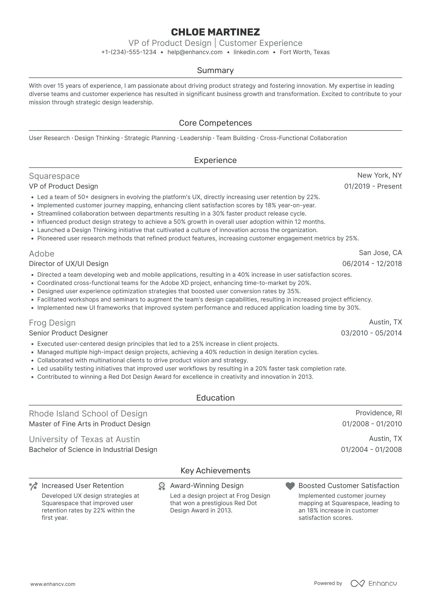 Chief Learning Officer in Manufacturing Resume Example