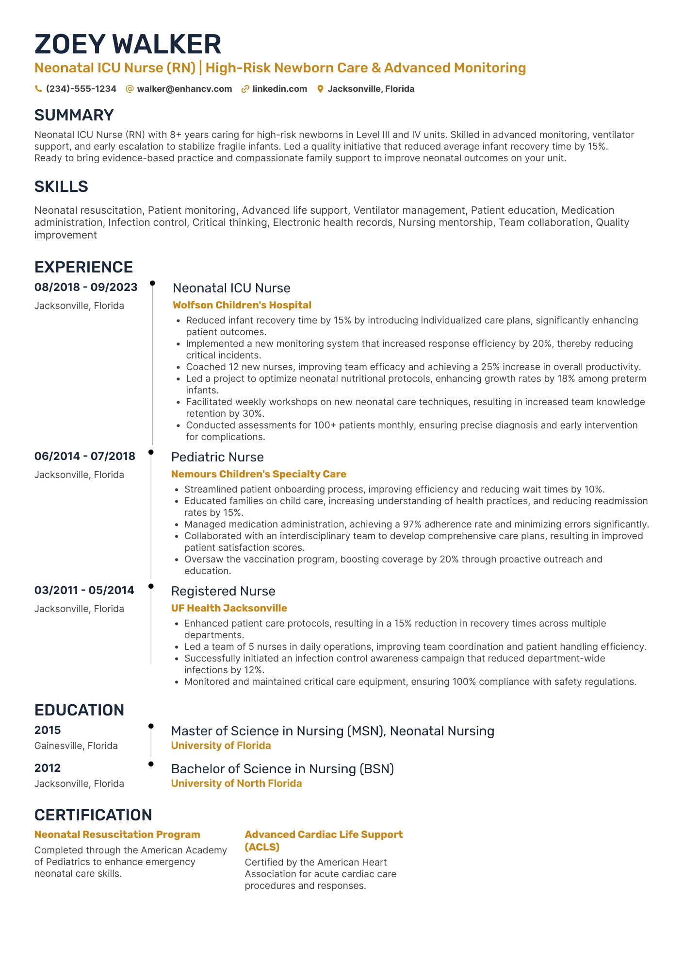 Neonatal ICU Nurse NICU Resume Example