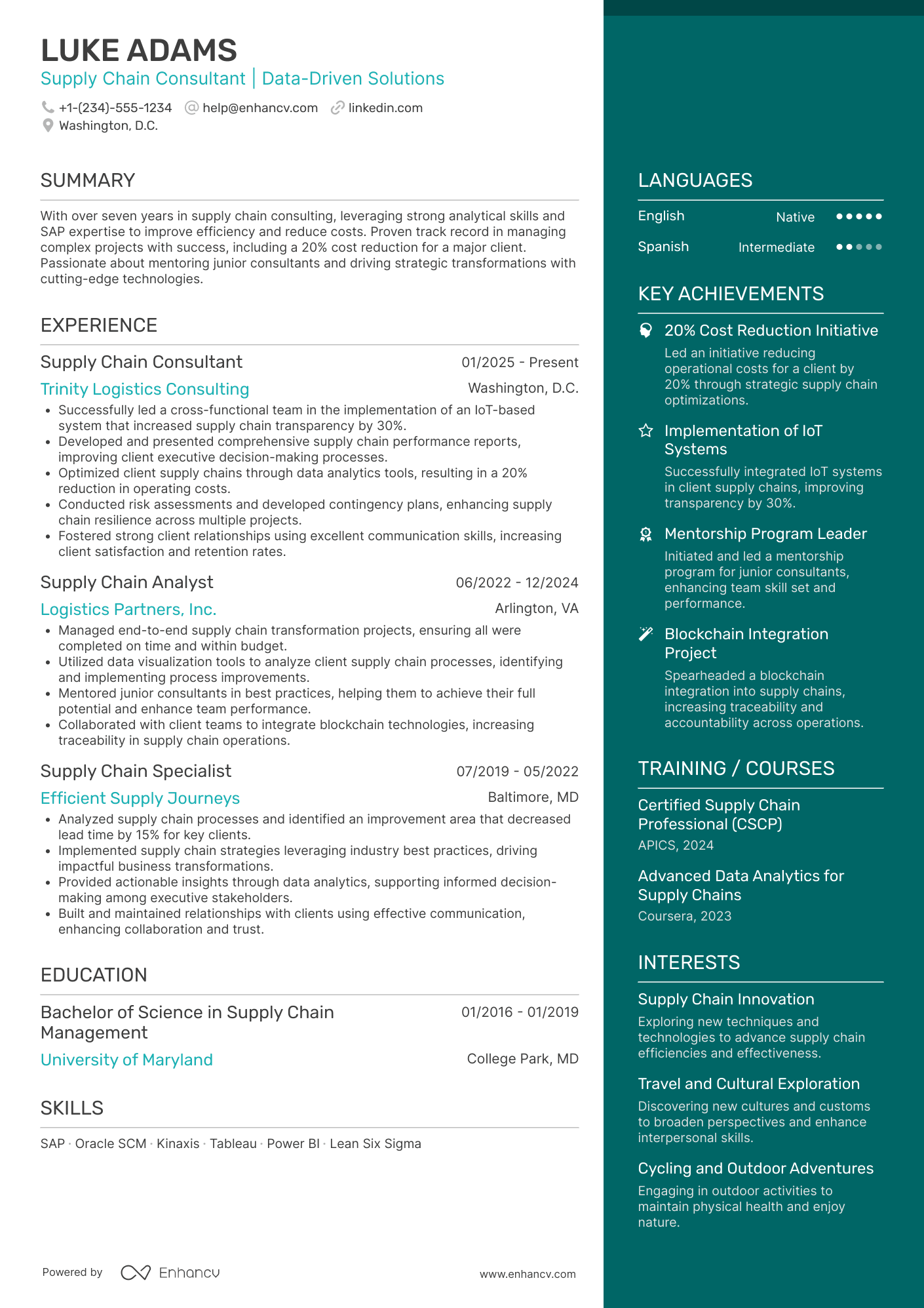 Accenture Supply Chain Consultant Resume Example