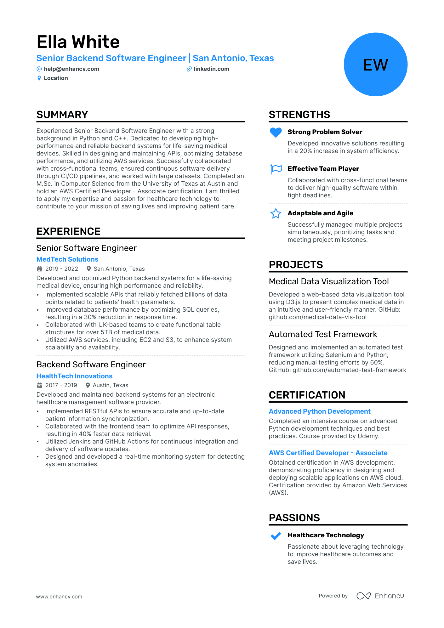 AWS Data Engineer Resume Example