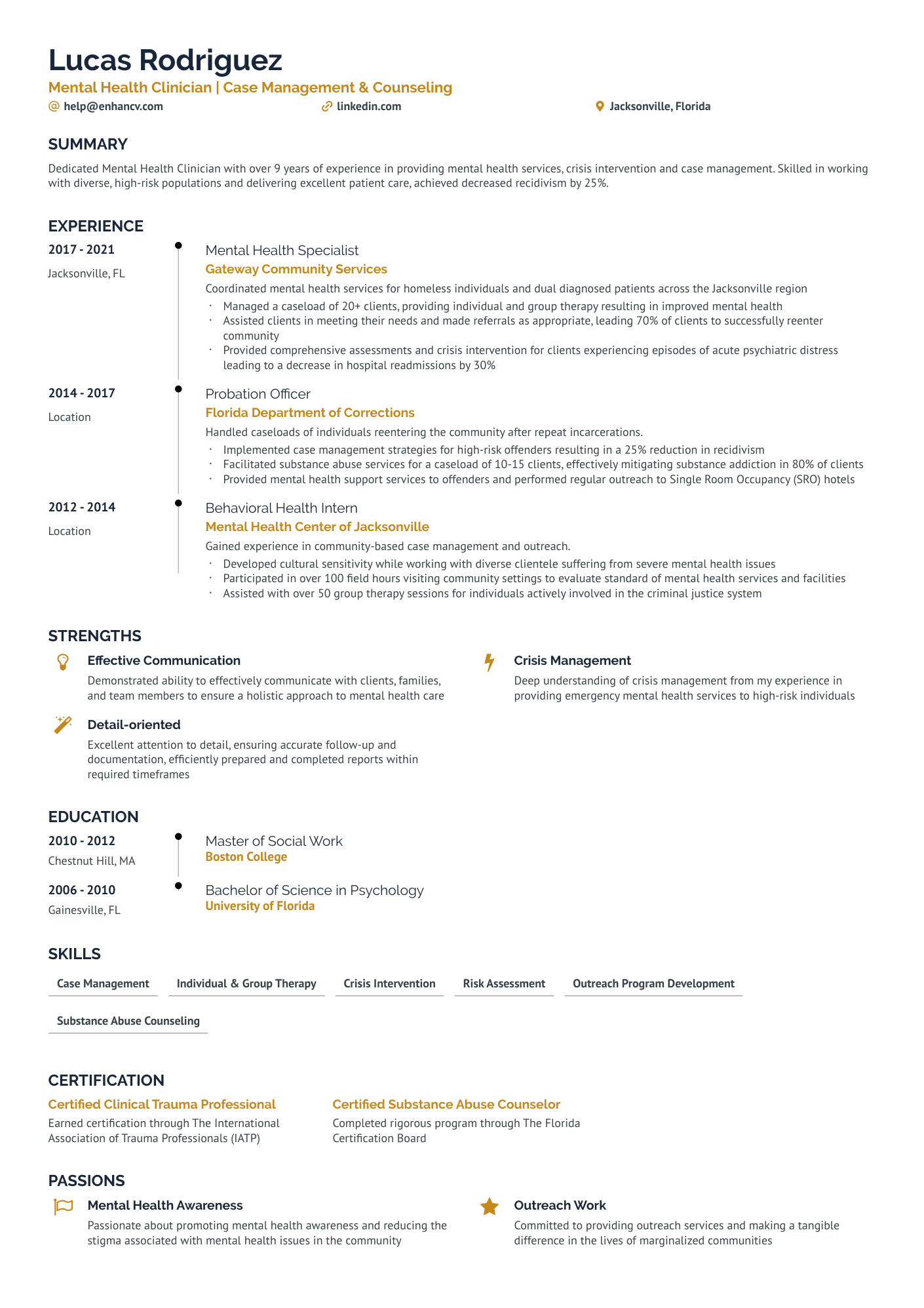 Clinical Social Worker Resume Example