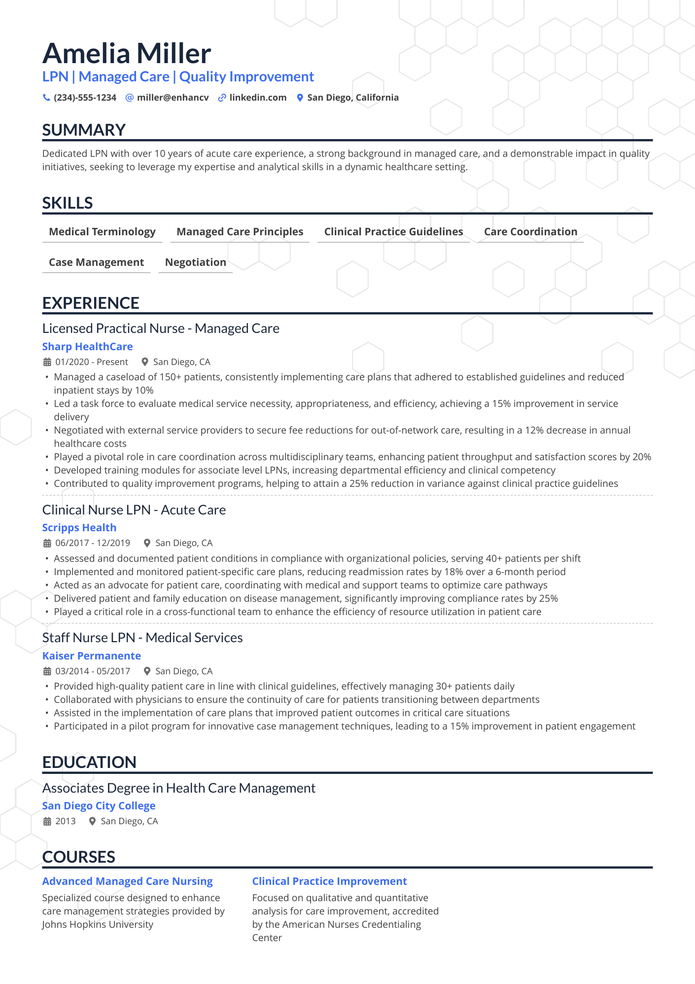 Licensed Practical Nurse (LPN) Resume Example