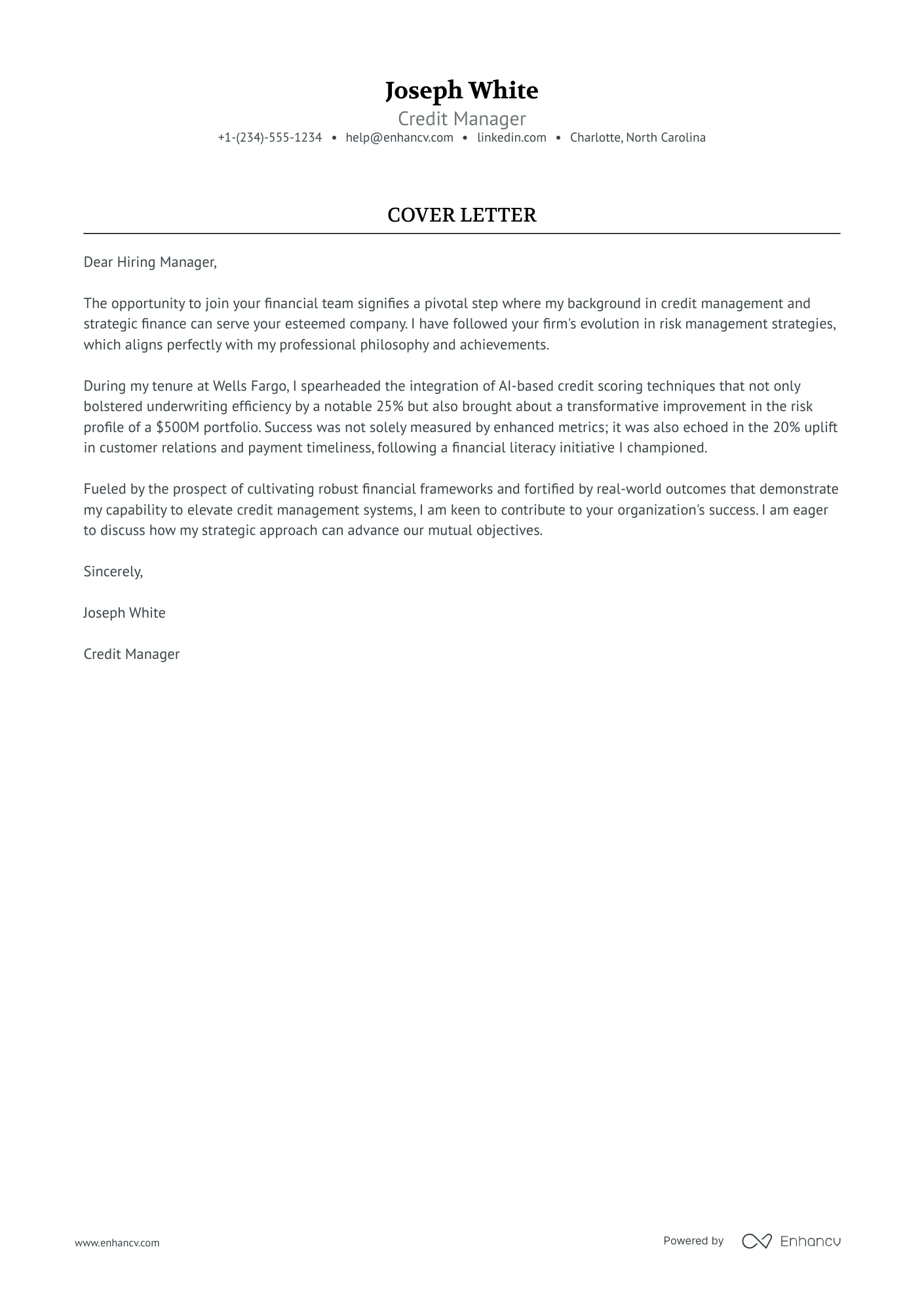 Credit Manager Resume Example