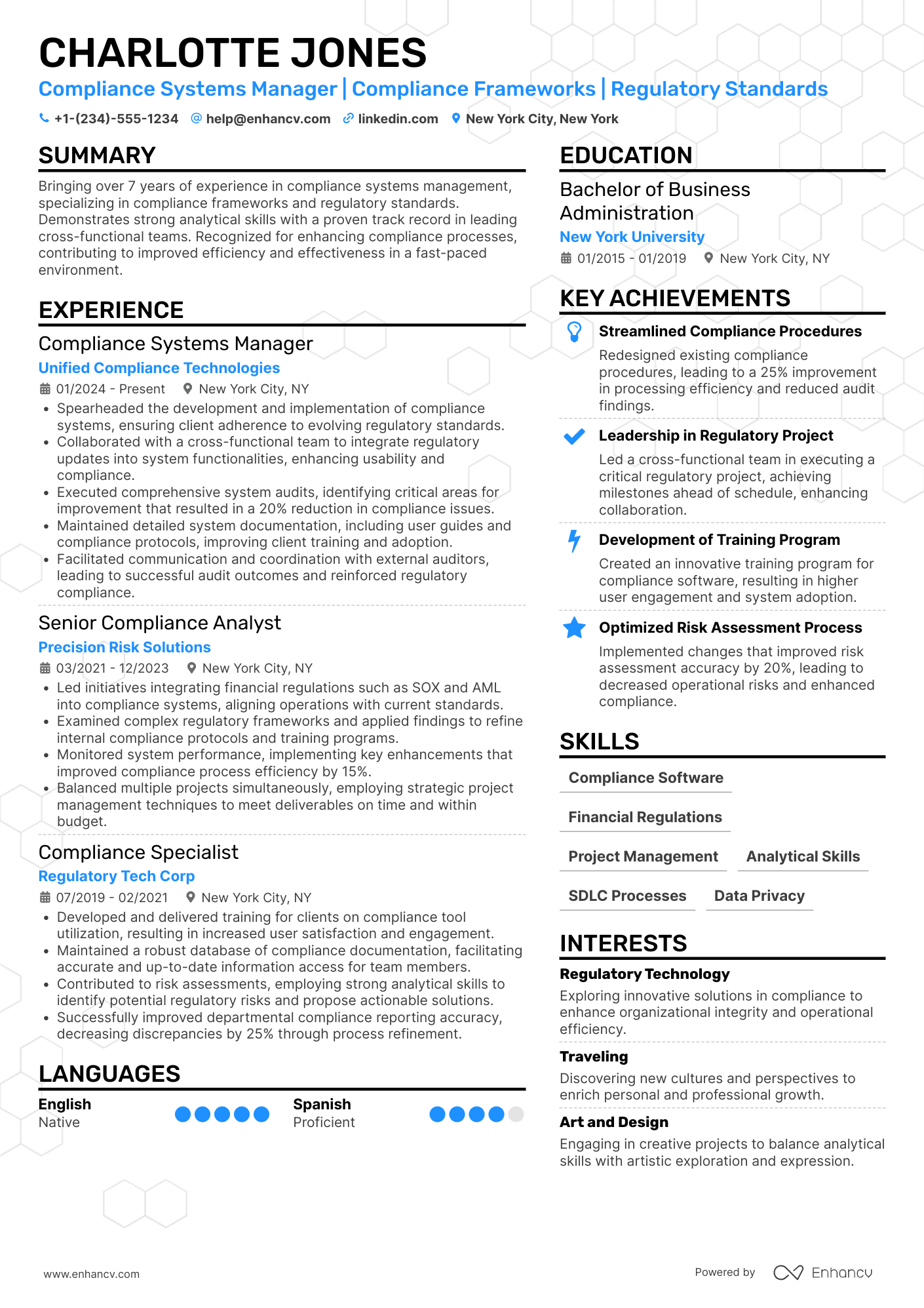 Compliance Systems Manager Resume Example