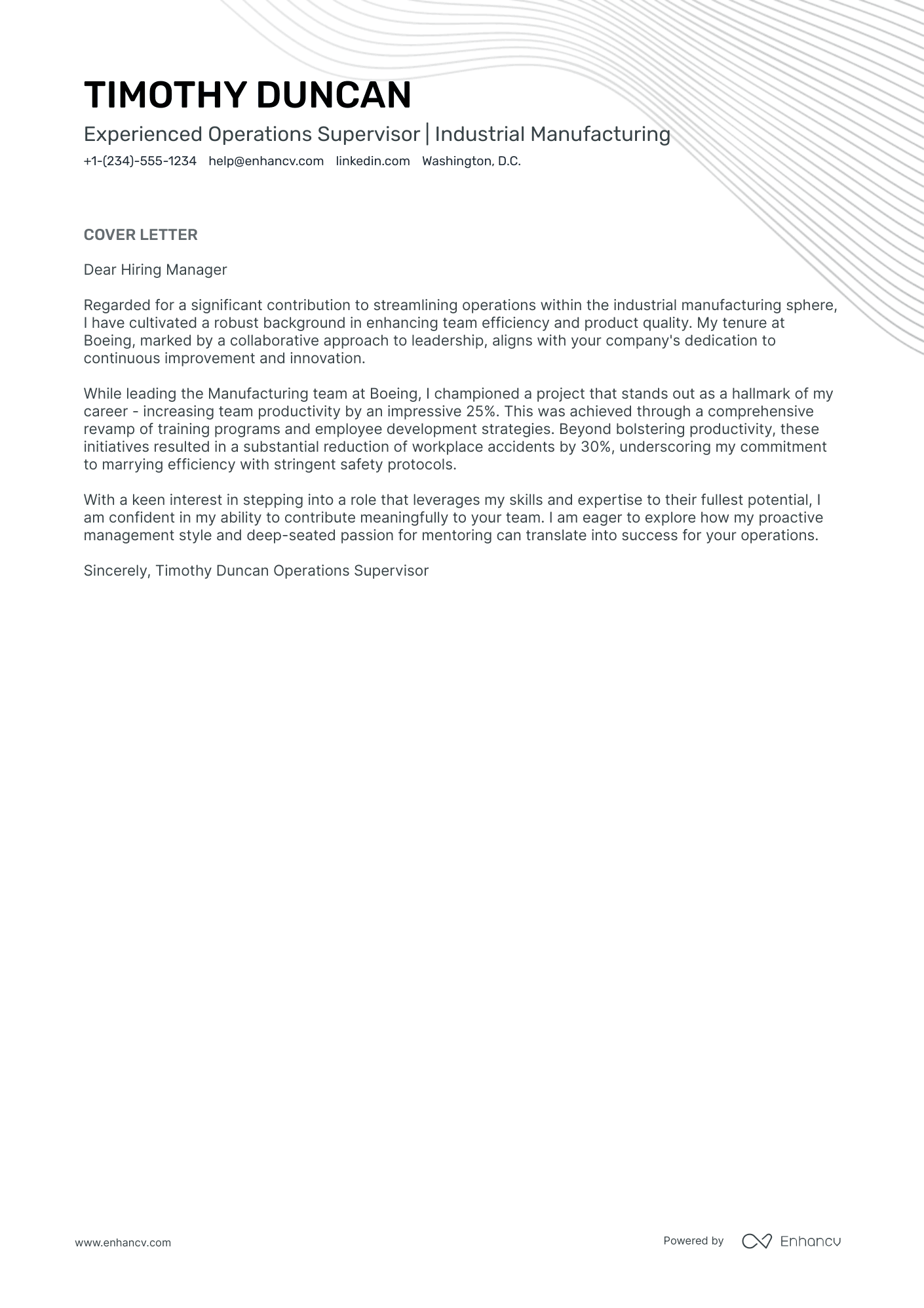 Operations Supervisor Resume Example