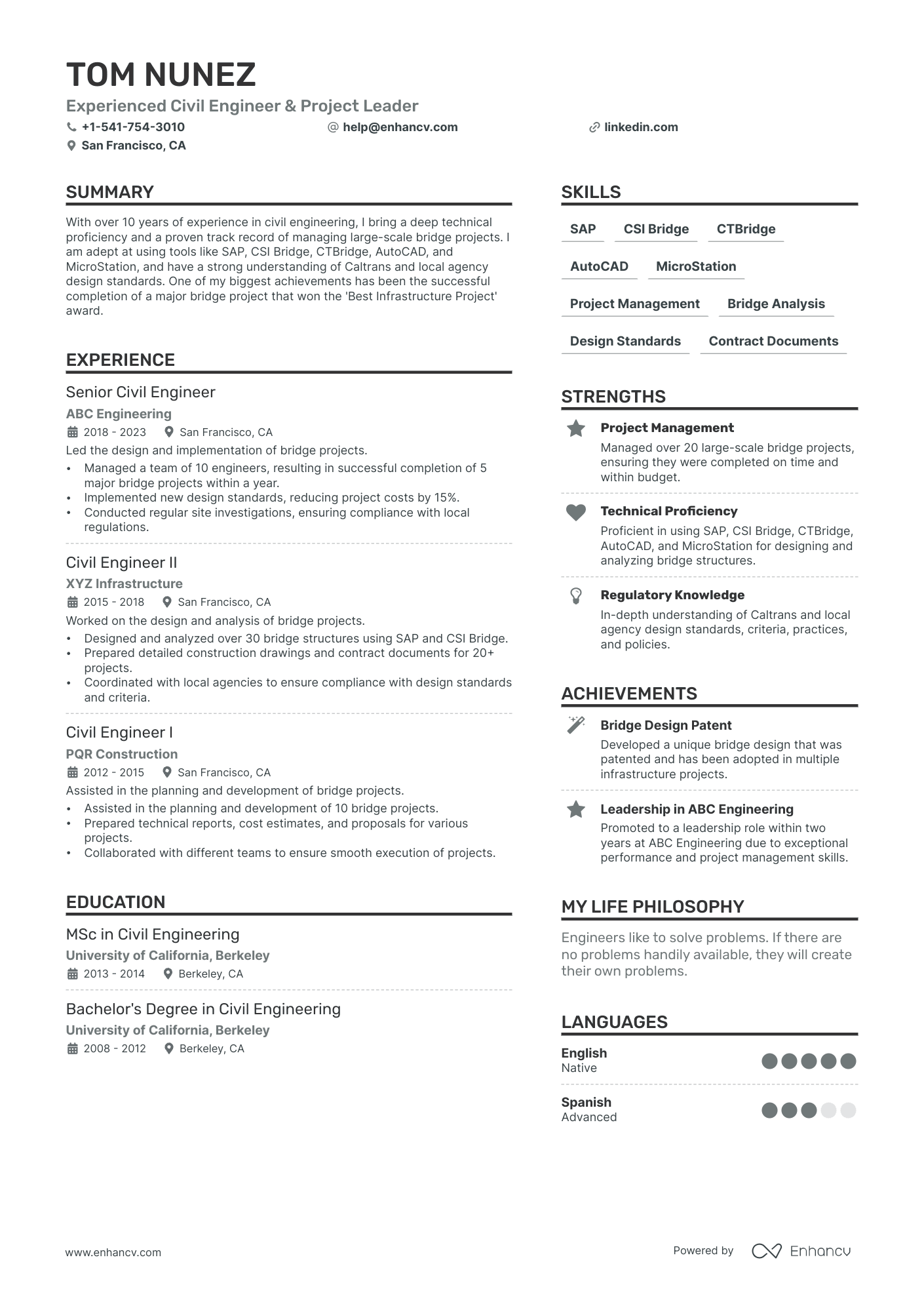 Civil Engineer Resume Example