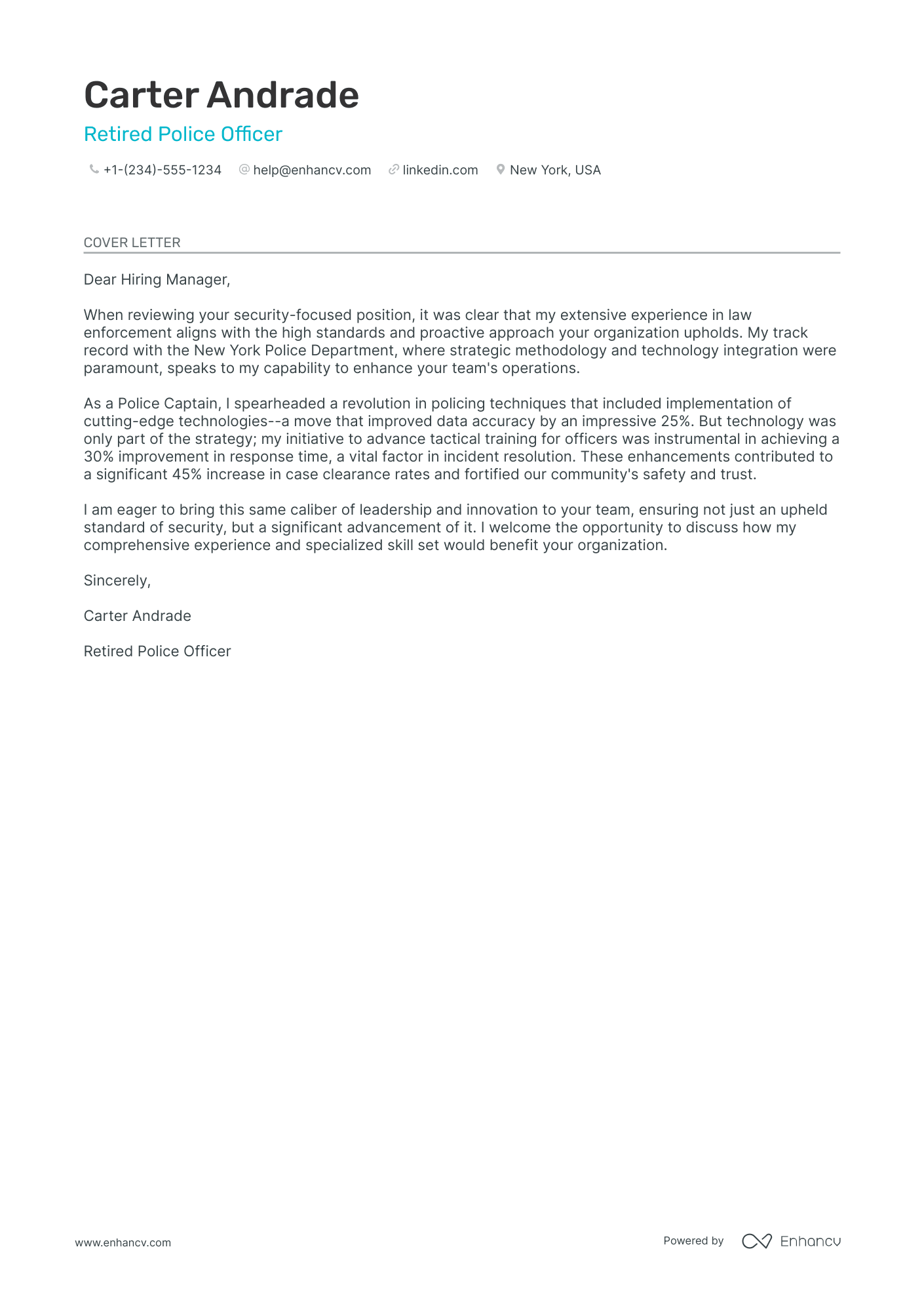 Retired Police Officer Resume Example