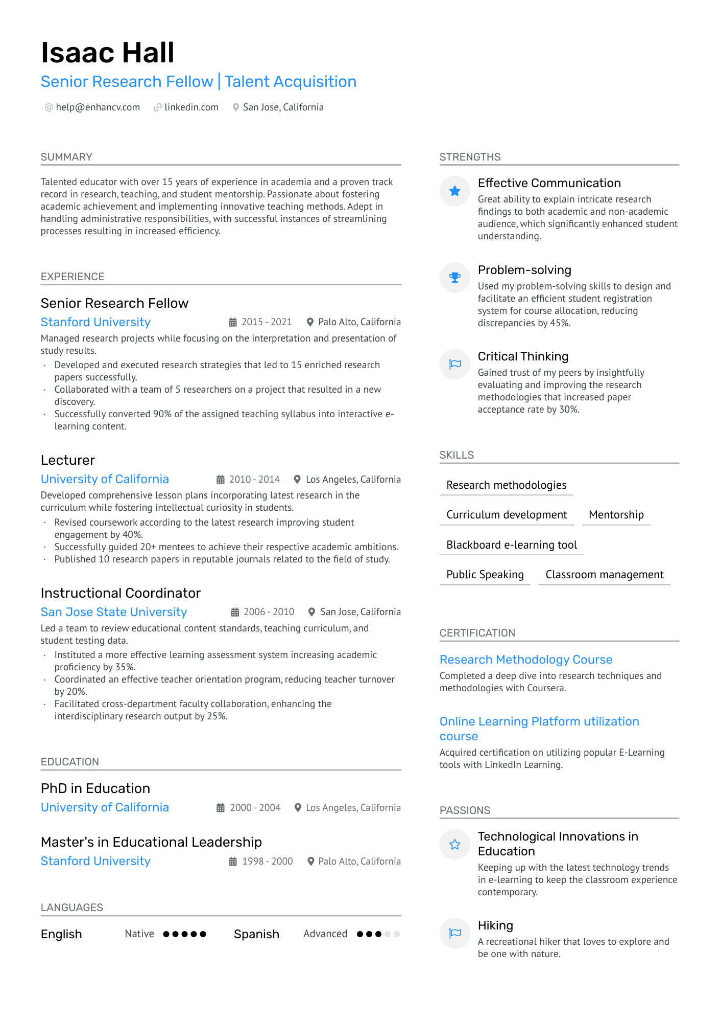Associate Professor Resume Example