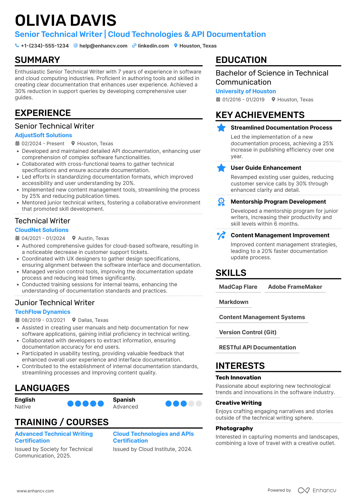 Senior Technical Writer Resume Example