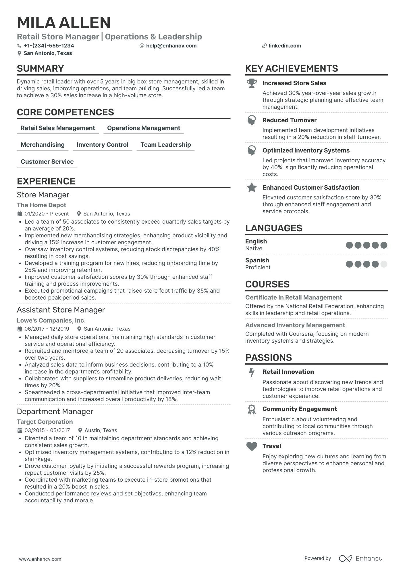 Chief Executive Officer in Retail Resume Example