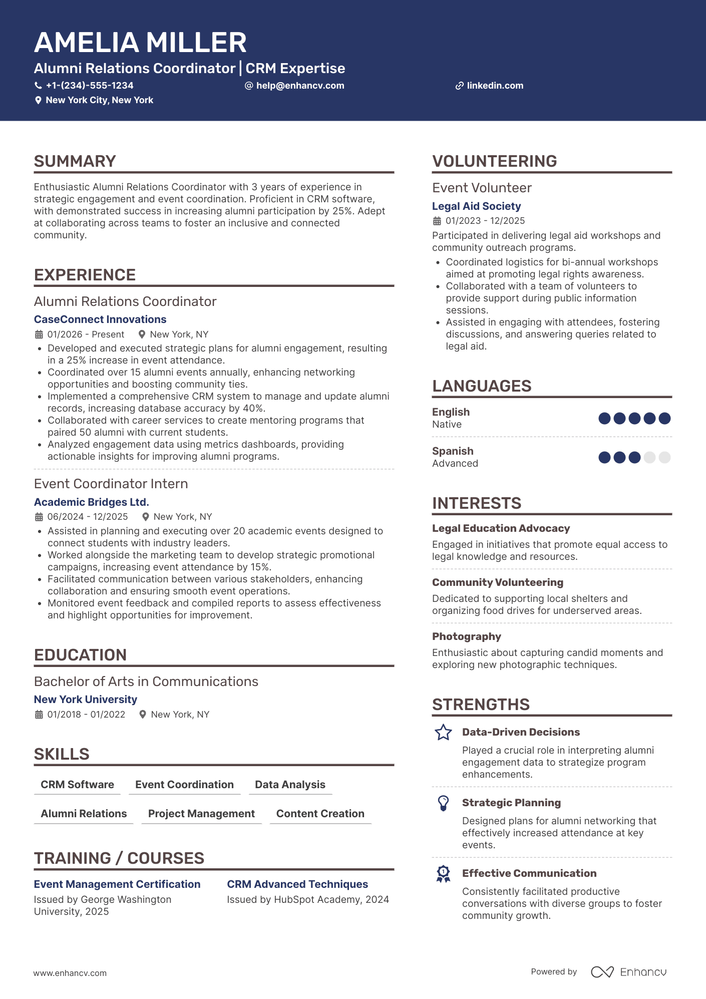 Law School Alumni Relations Coordinator Resume Example
