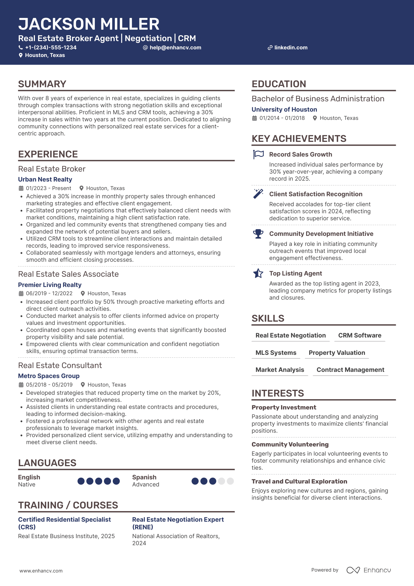 Real Estate Broker Agent Resume Example
