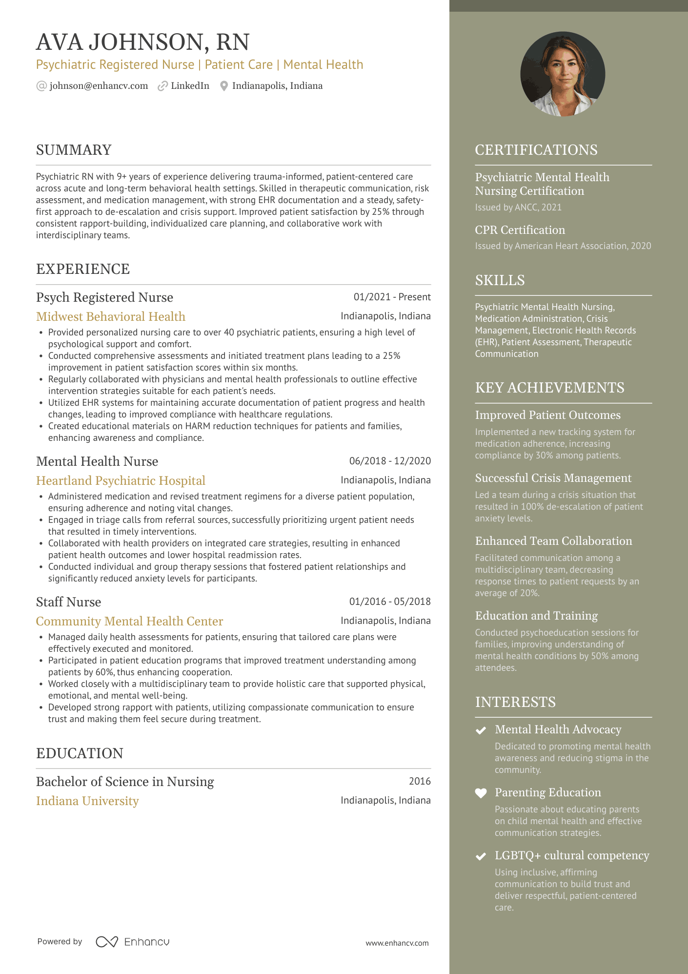 Psychiatric Nurse Resume Example