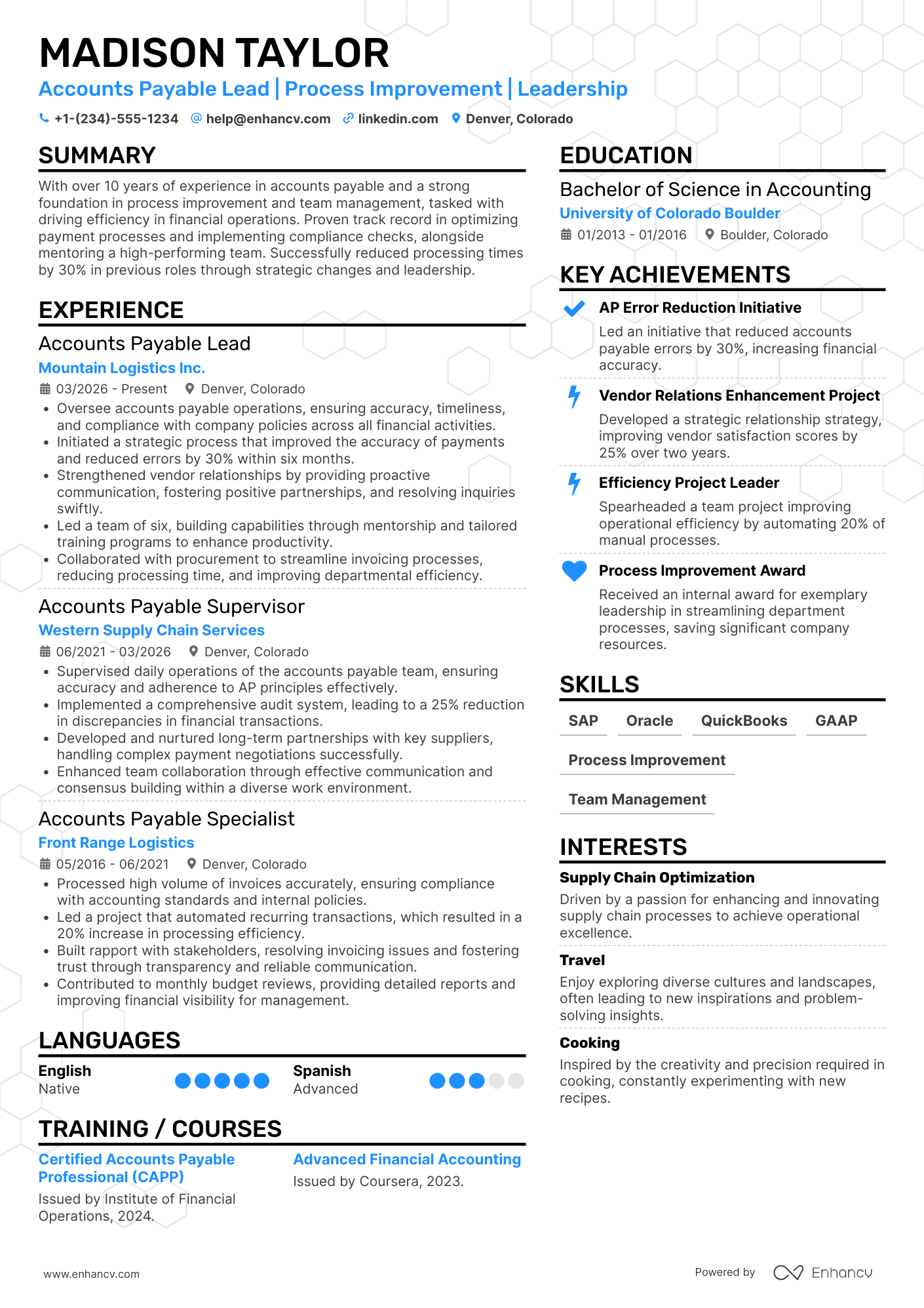 Accounts Payable Lead Resume Example