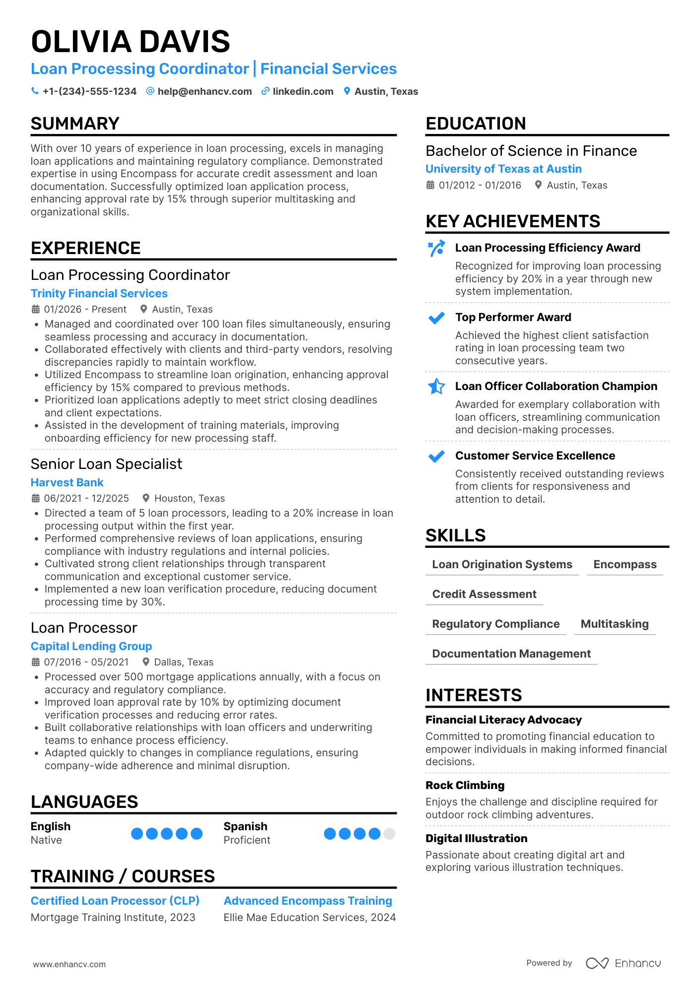 Loan Processing Coordinator Resume Example