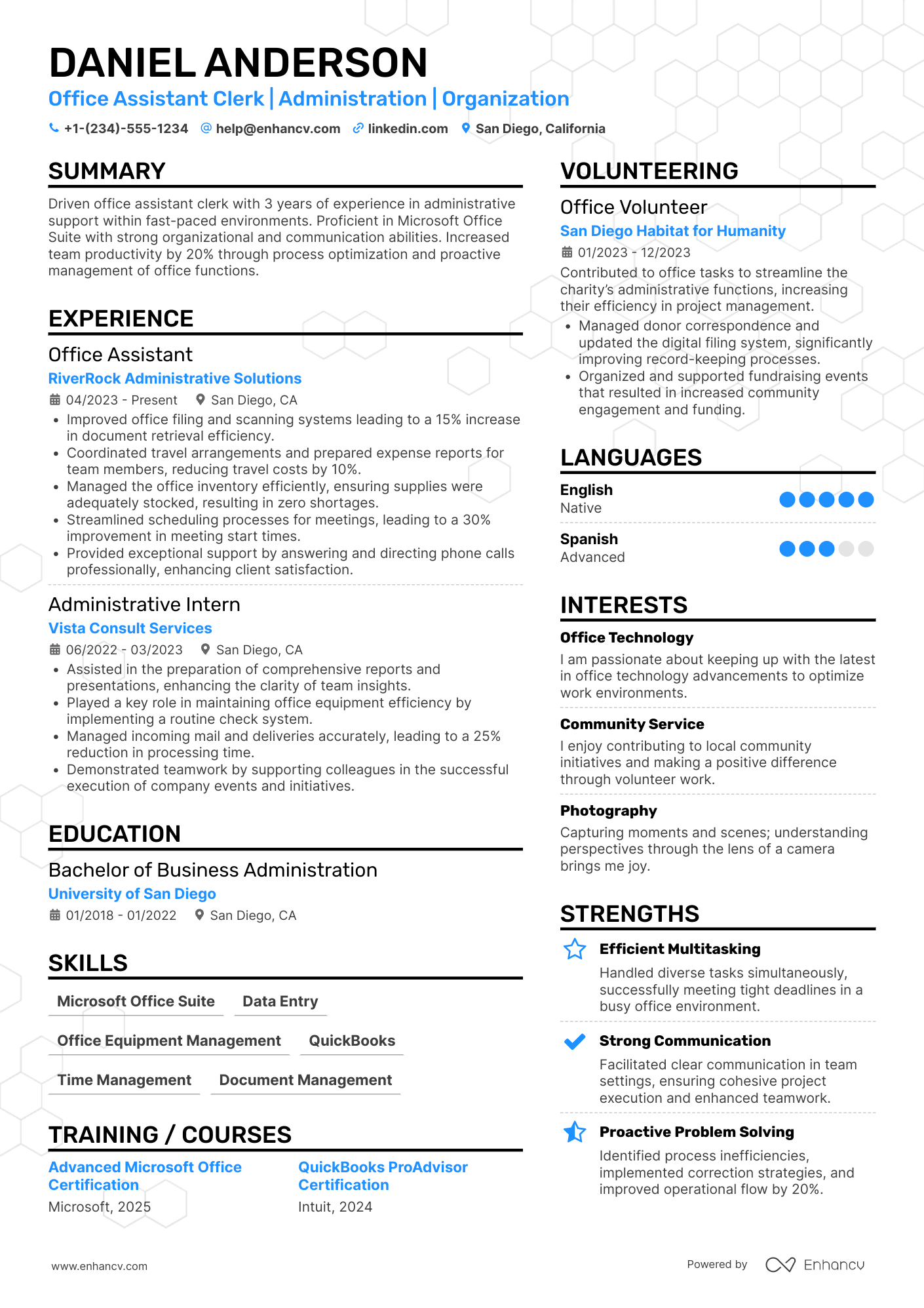 Office Assistant Clerk Resume Example