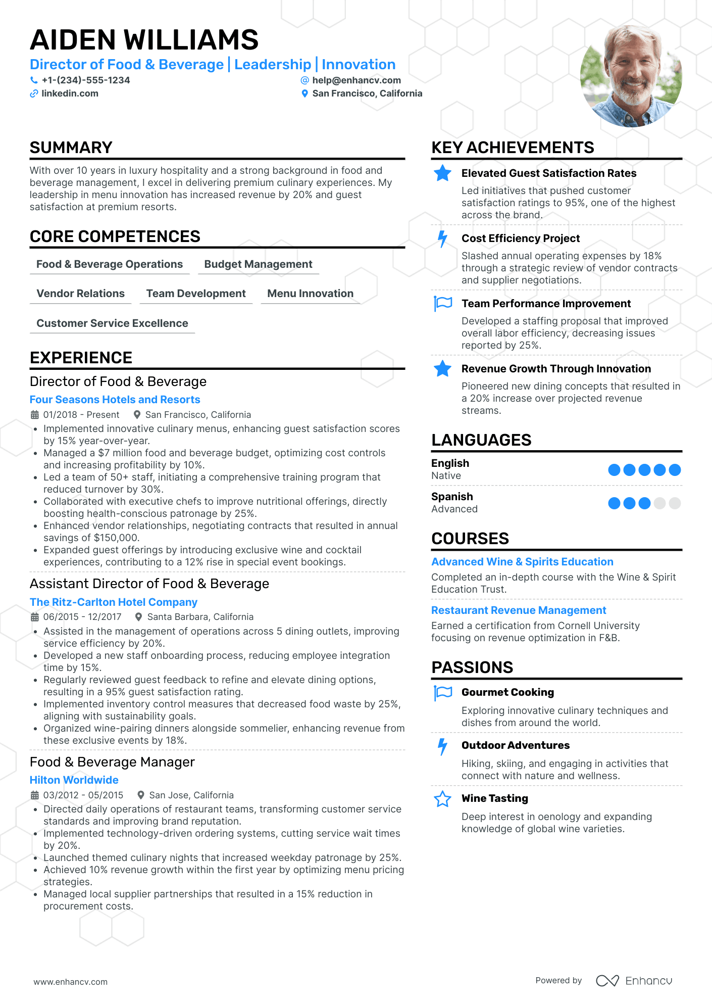 Chief Executive Officer in Food and Beverage Resume Example
