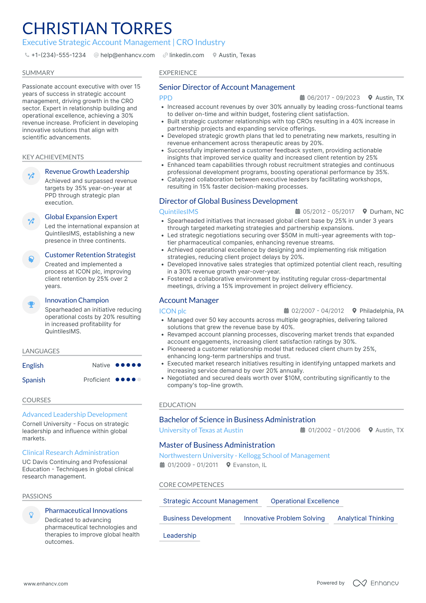 Chief Executive Officer in Biotechnology Resume Example