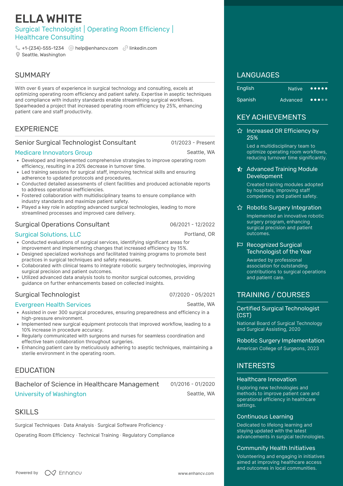 Surgical Tech Consultant Resume Example