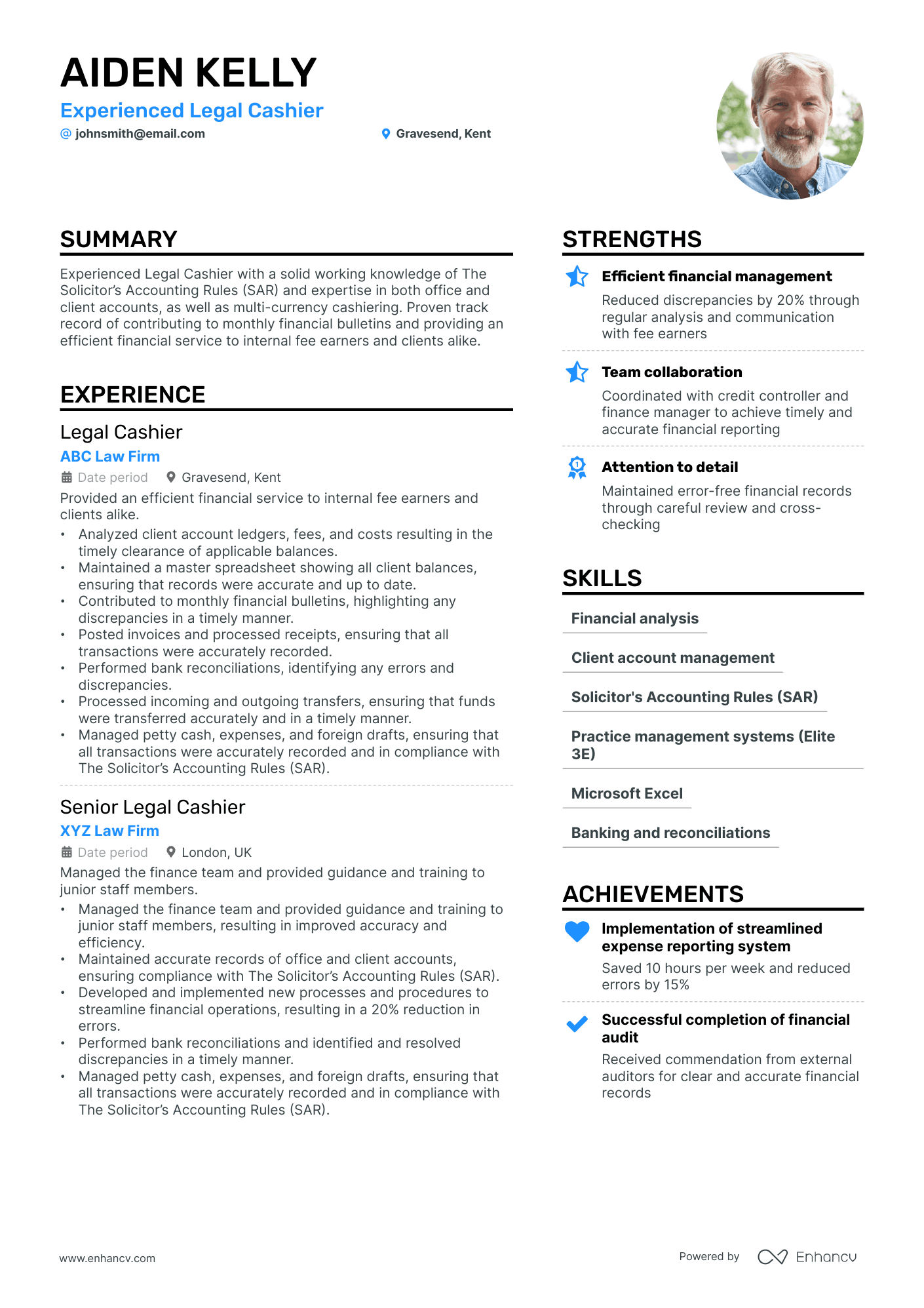 Cashier Manager Resume Example