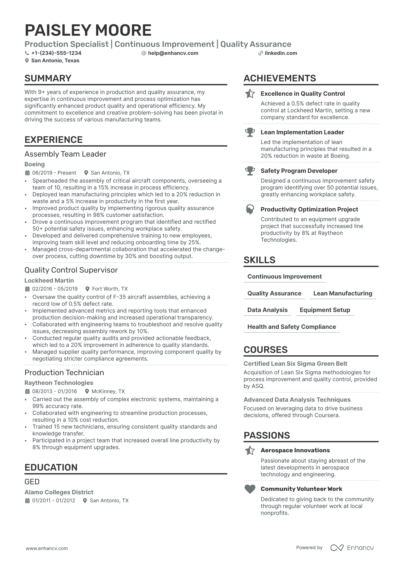 Machine Operator Resume Example