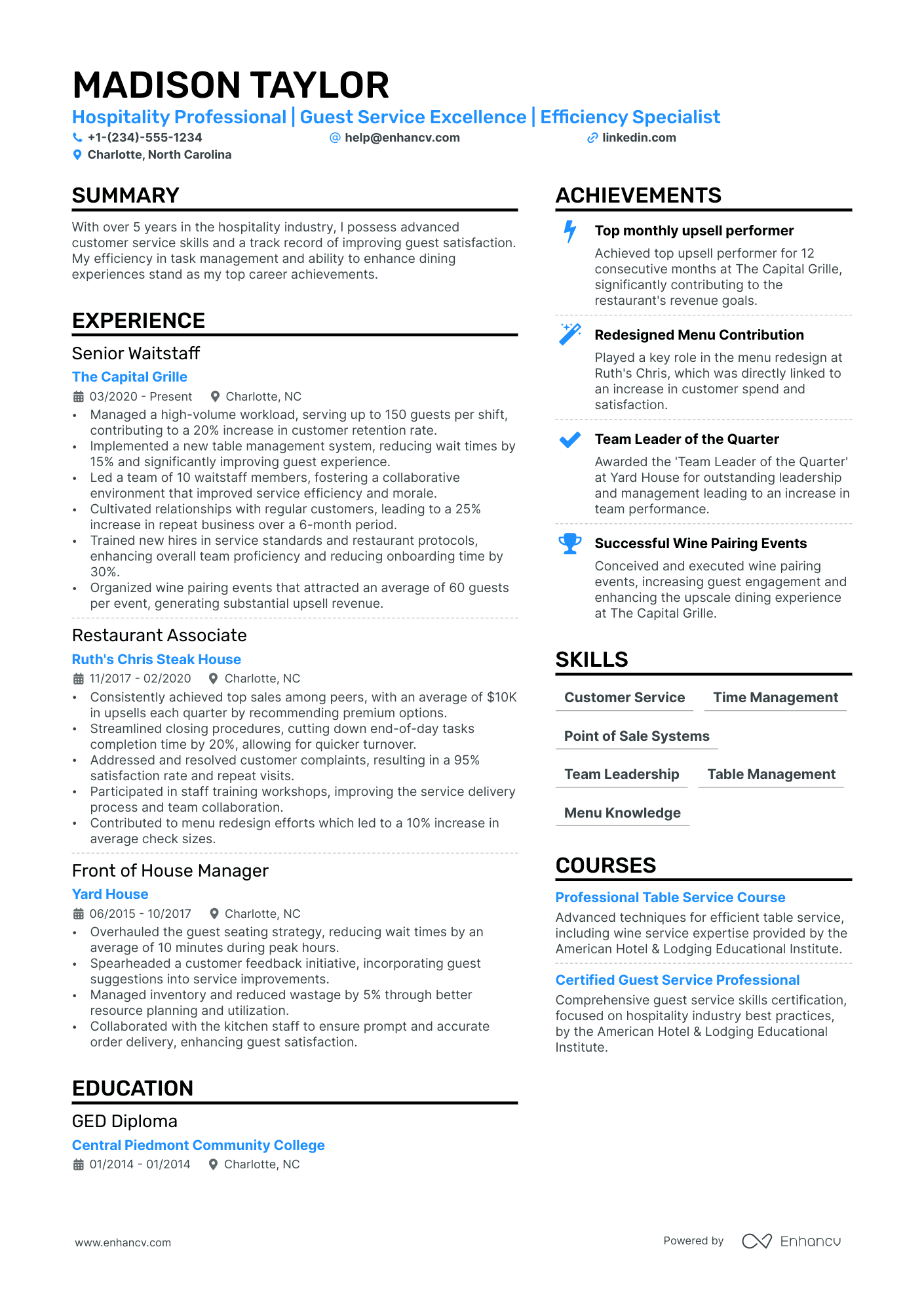 Busser Resume Example