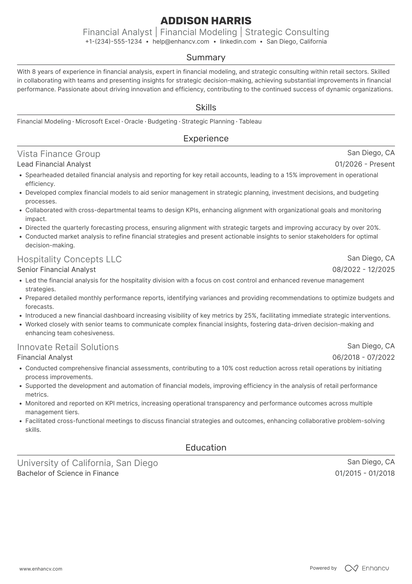 Starbucks Financial Analyst Resume Example