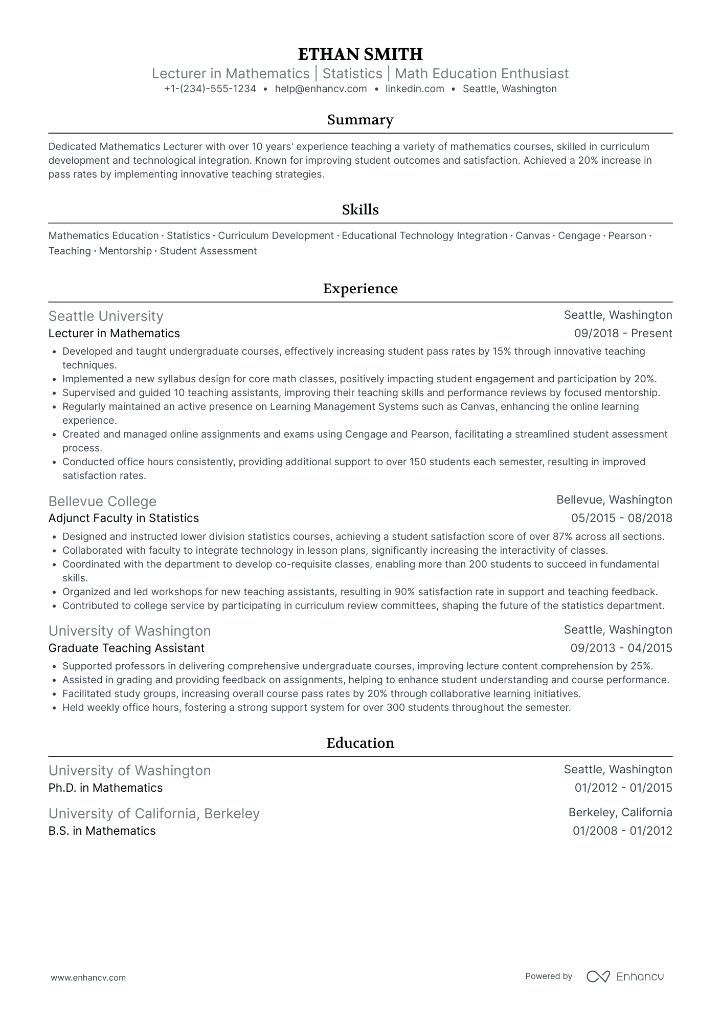 Mathematics Teacher Assistant Resume Example