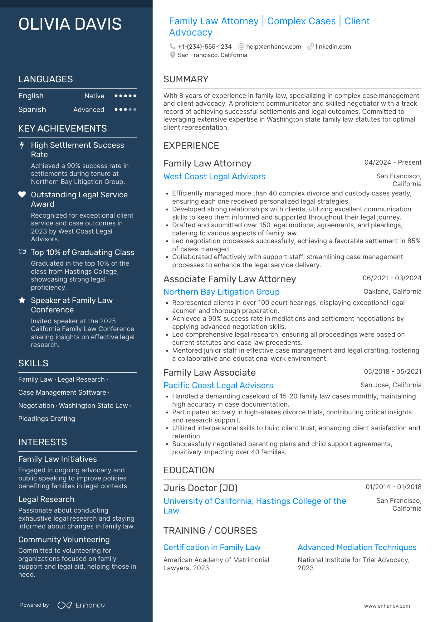 Family Law Attorney Resume Example