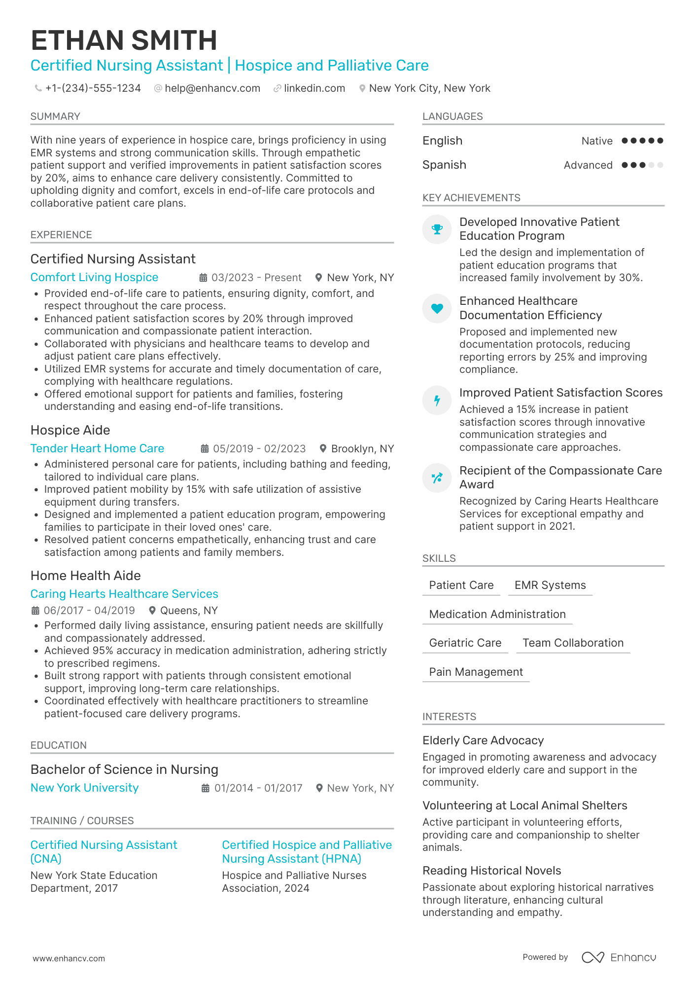 Hospice Caregiver Resume Example