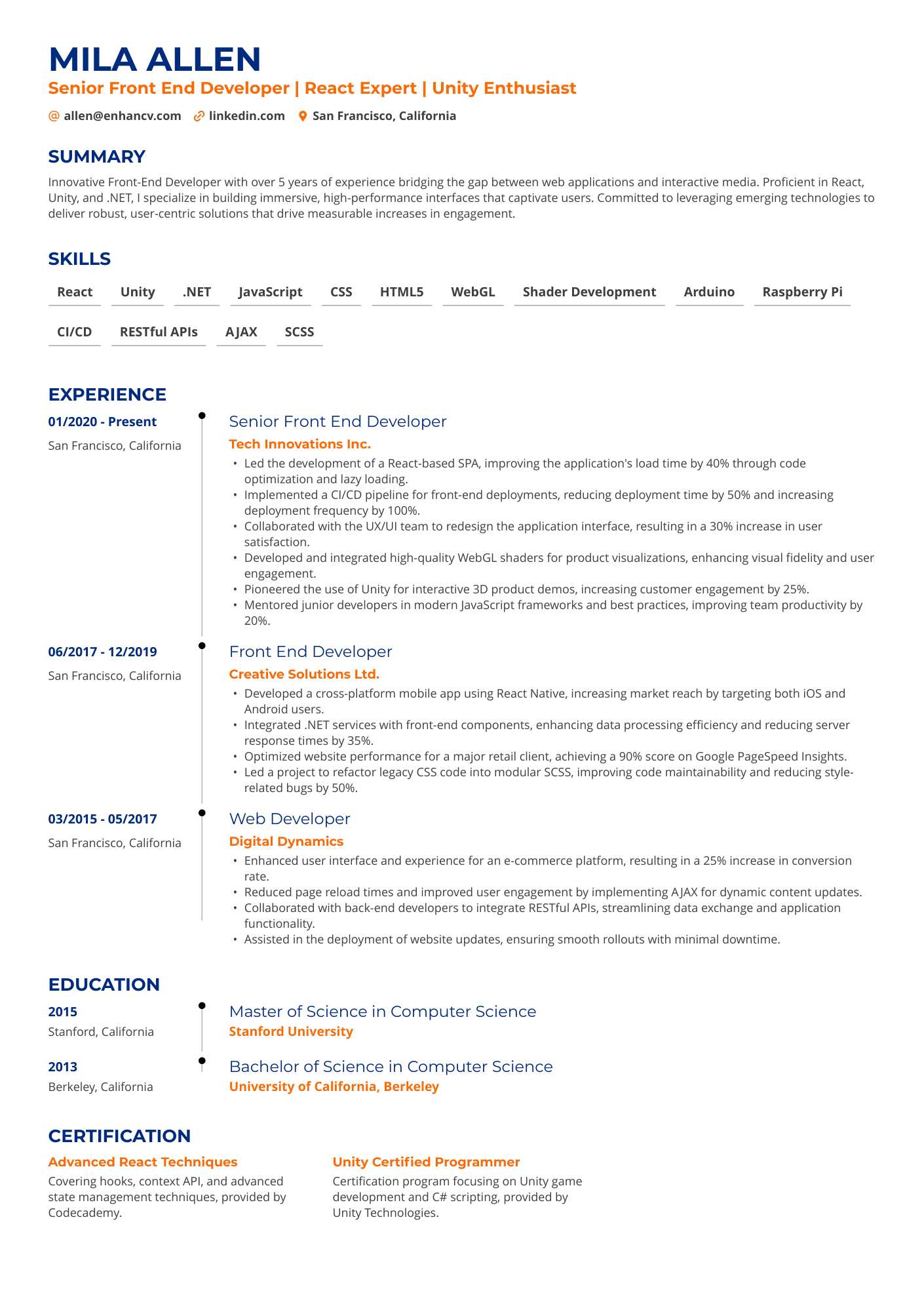 Tech Resume Example