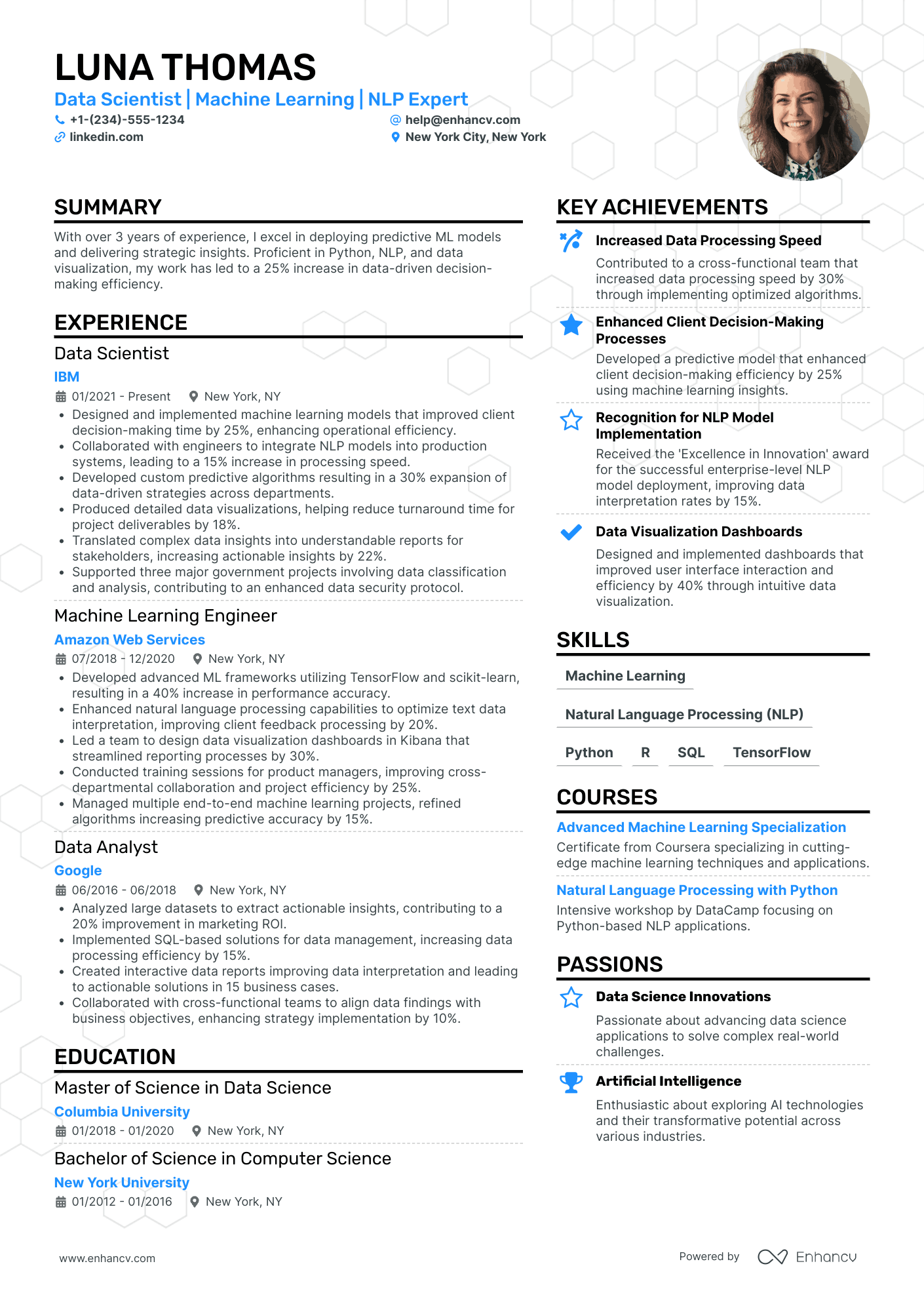 Machine Learning Data Scientist Resume Example