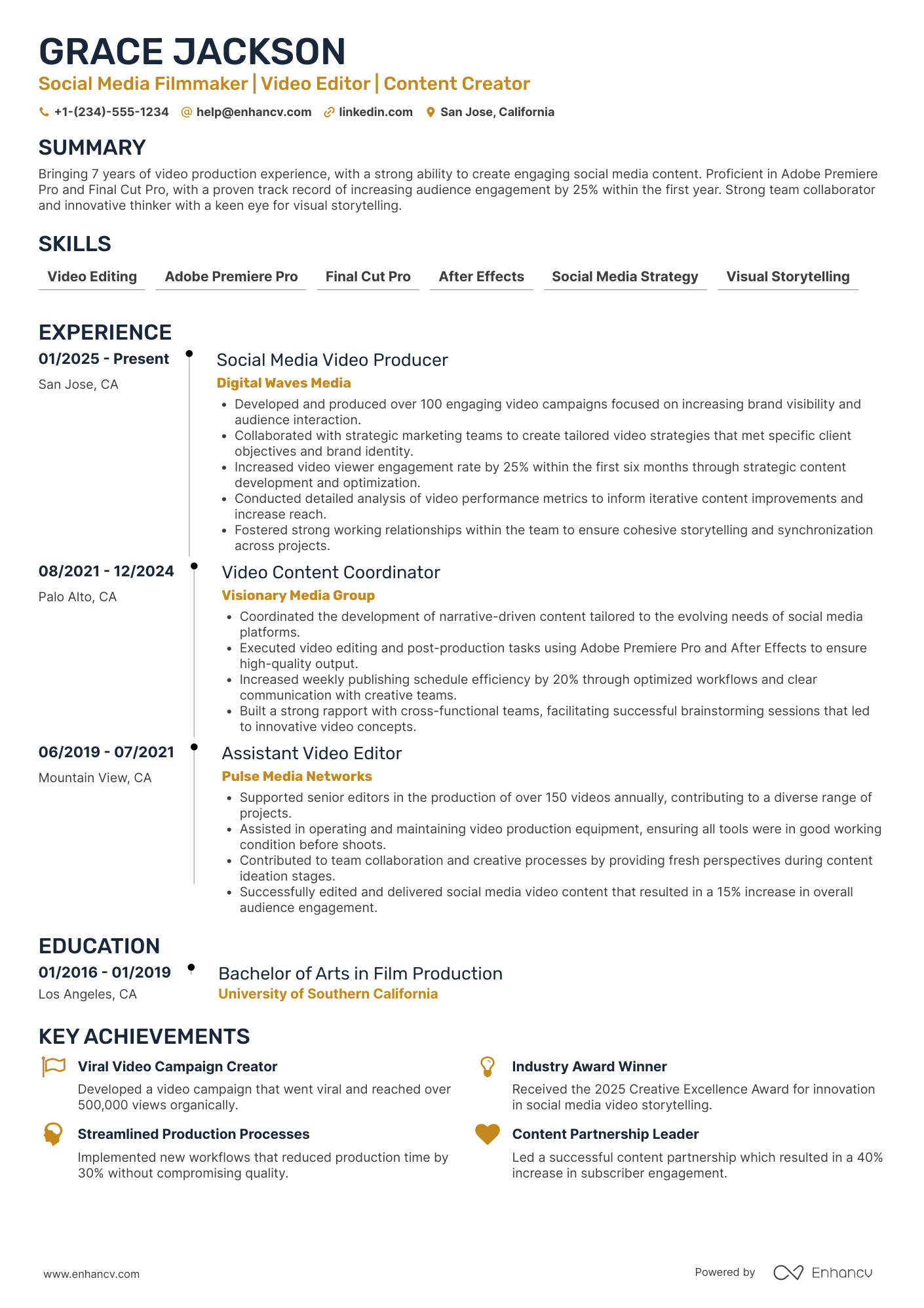Social Media Filmmaker Resume Example